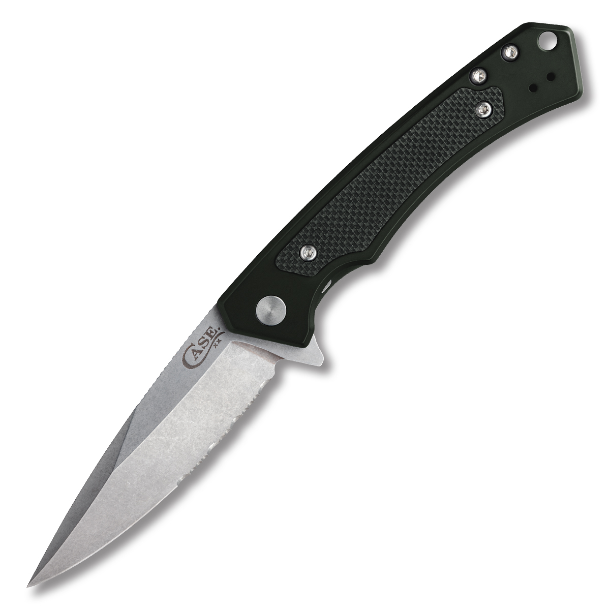 Case XX Marilla Partially Serrated Stonewash/OD Green Aluminum and G-10 CA25879 View 1