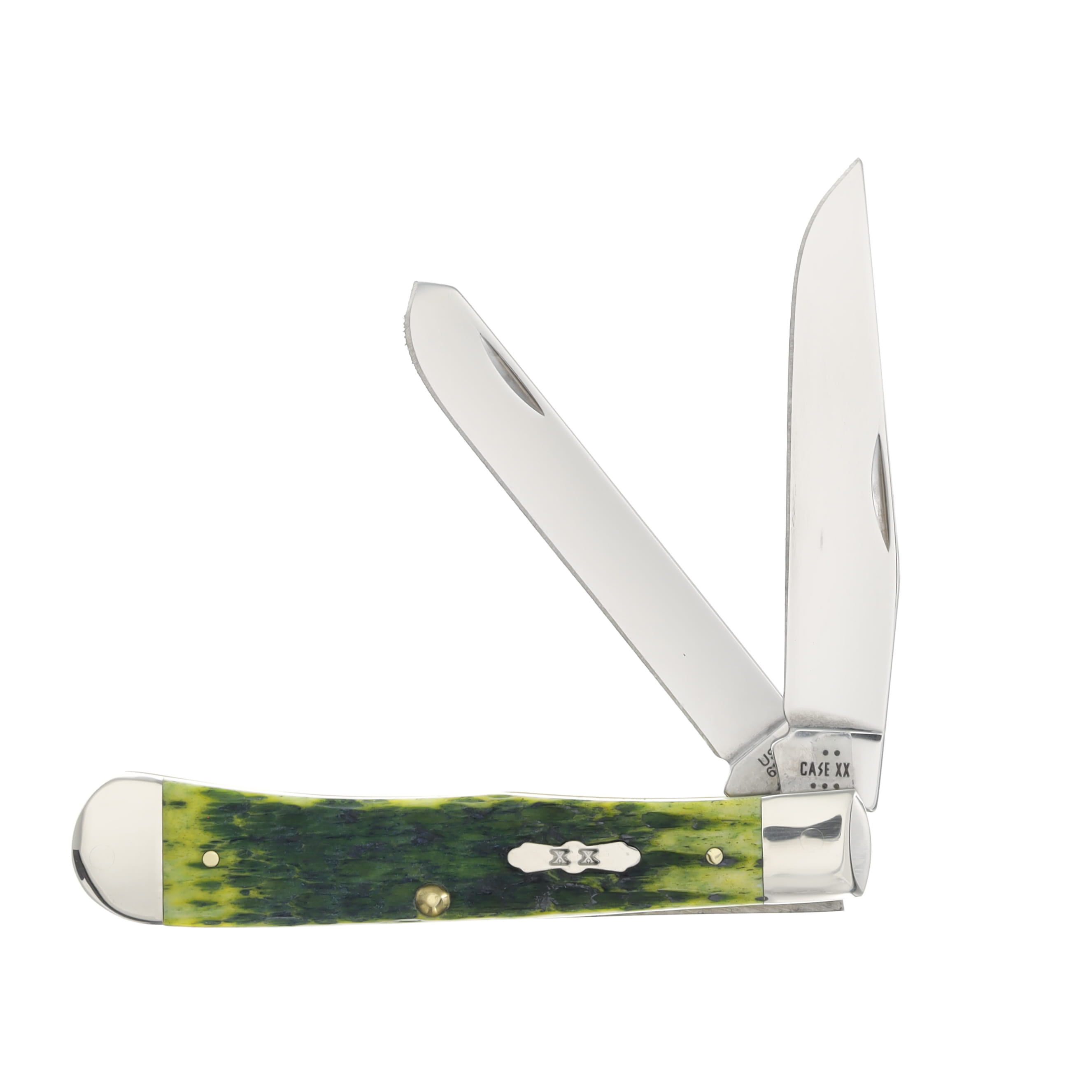 Case XX Trapper Folding Knife Green Apple Peach Seed Jigged Bone