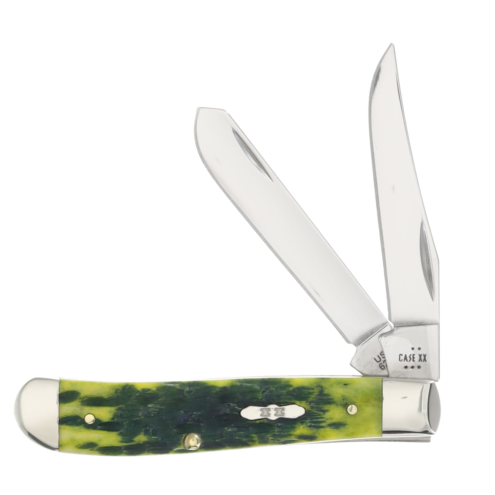 Case XX Mini Trapper Folding Knife Green Apple Peach Seed Jigged Bone CA27861 View 1