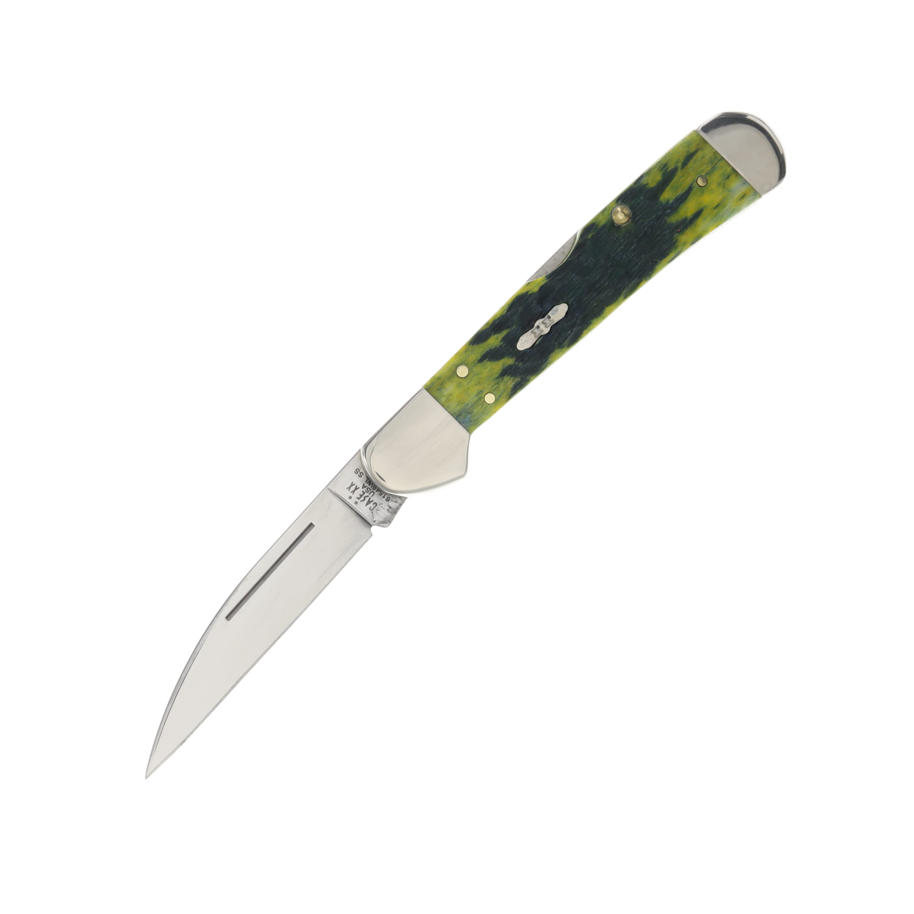 Case XX CopperLock Folding Knife Green Apple Peach Seed Jigged