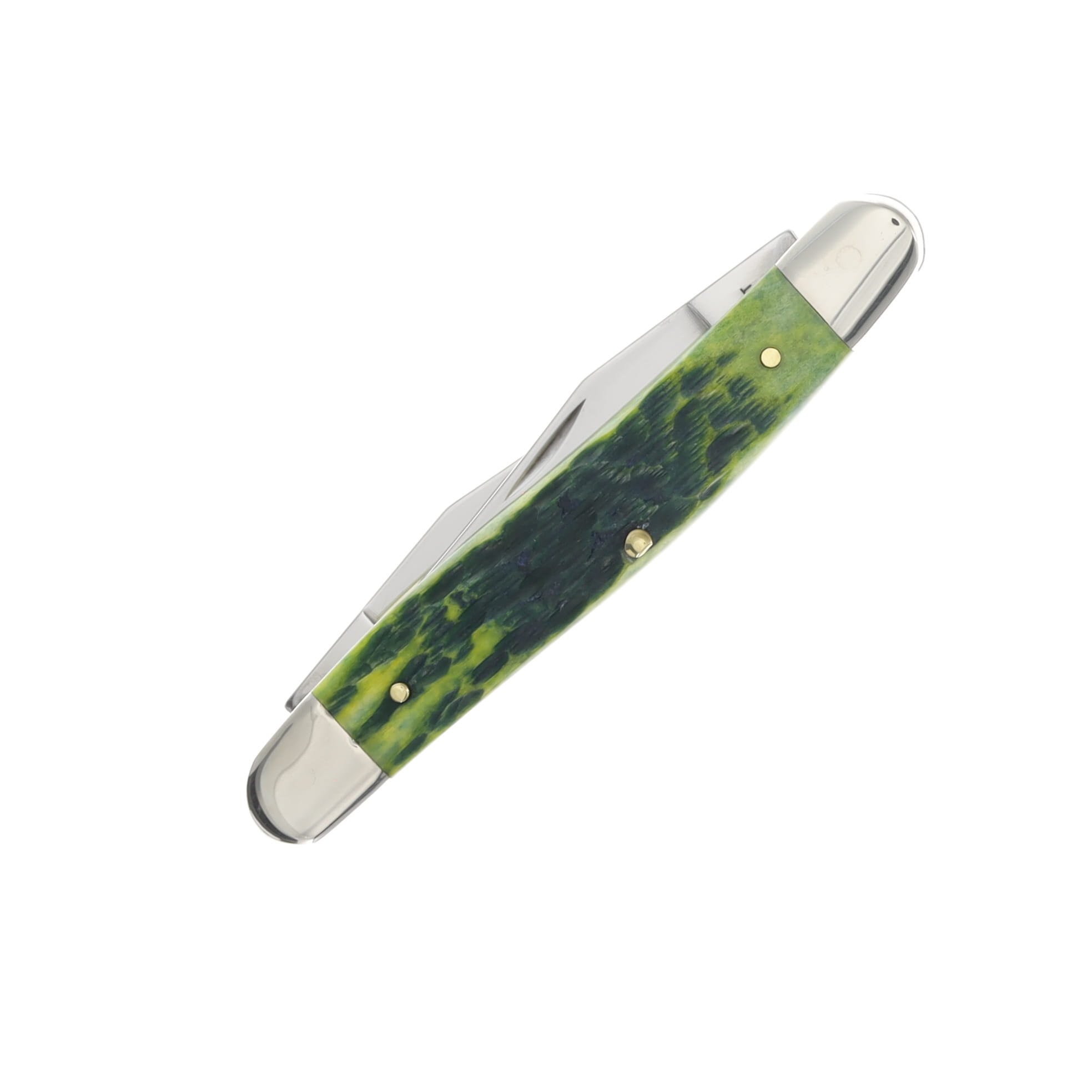Case XX Muskrat Folding Knife Green Apple Peach Seed Jigged Bone