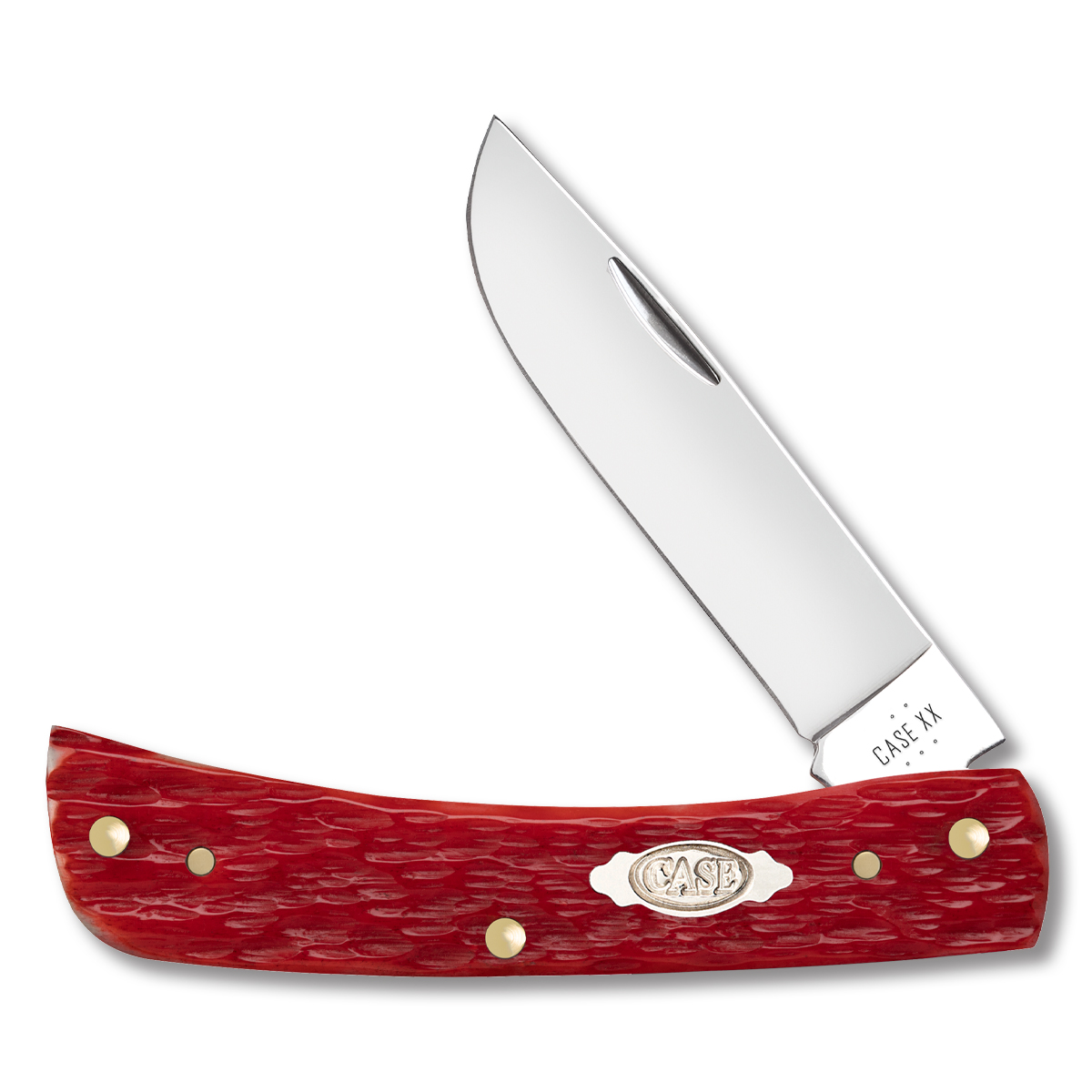 Case XX Sod Buster Jr Folding Knife Peach Seed Jig Dark Red Bone CA31945 View 1