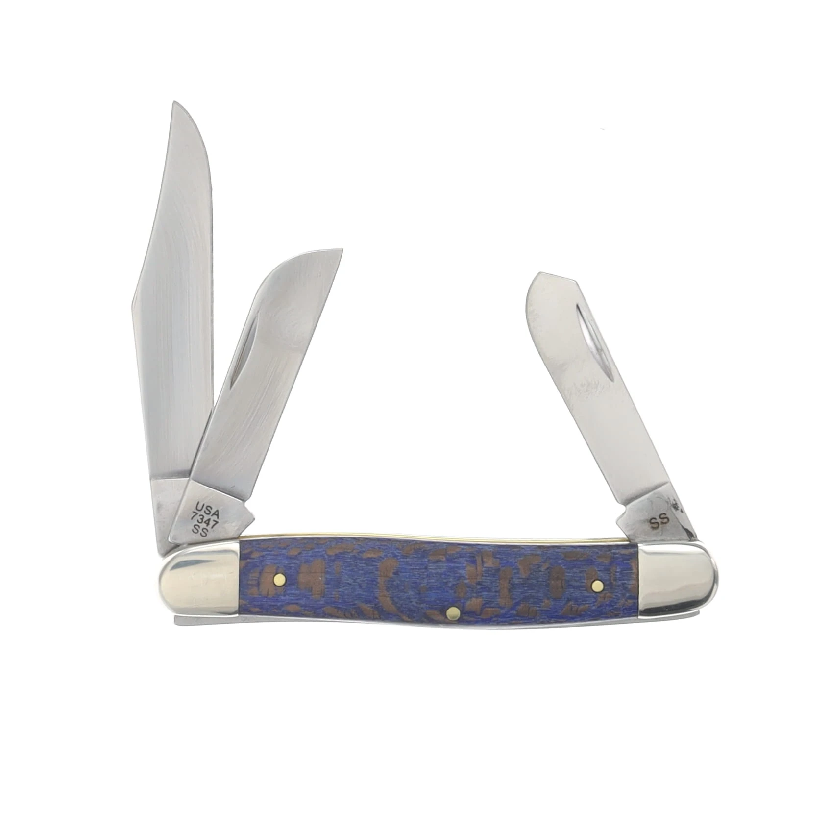 Case XX Stockman Folding Knife Blue Sycamore Wood CA63732 View 2