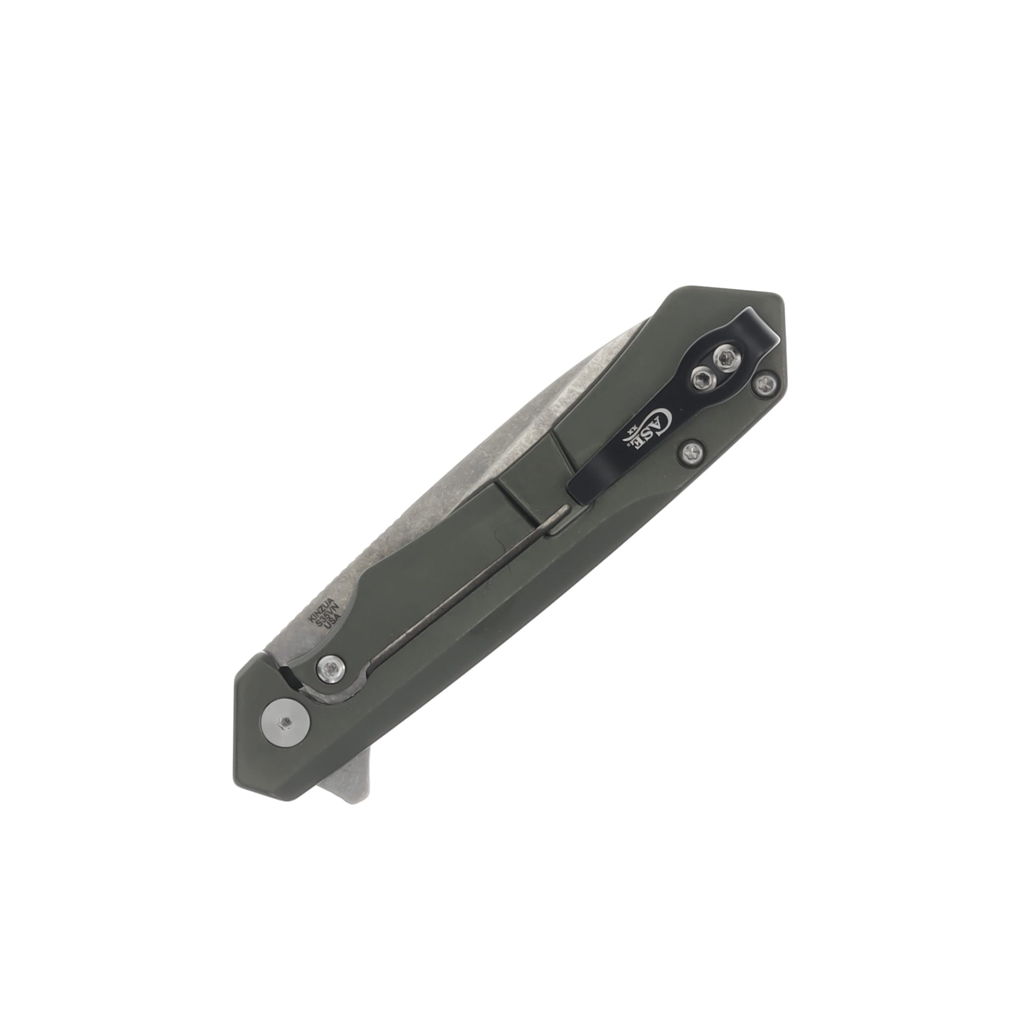 Case Kinzua OD Green Anodized Al 3.4in Part Serrated Spear Point Blade CA64632 View 4
