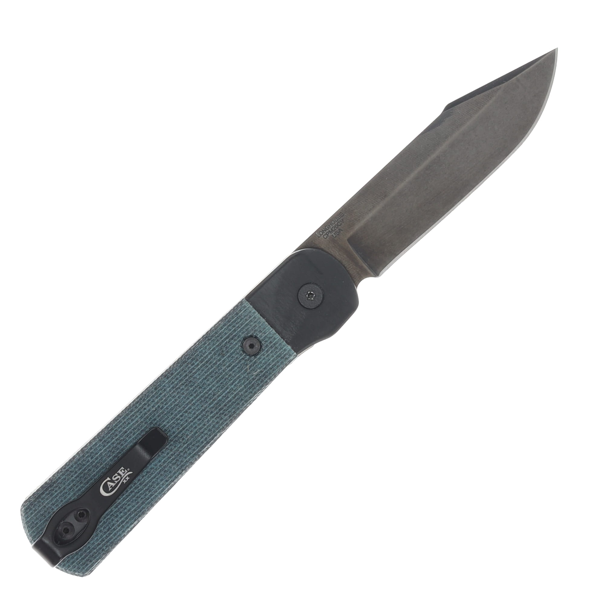 Case XX Longhouse Folding Knife DLC Spear Point/Blue Denim Canvas Laminate CA10845 View 2