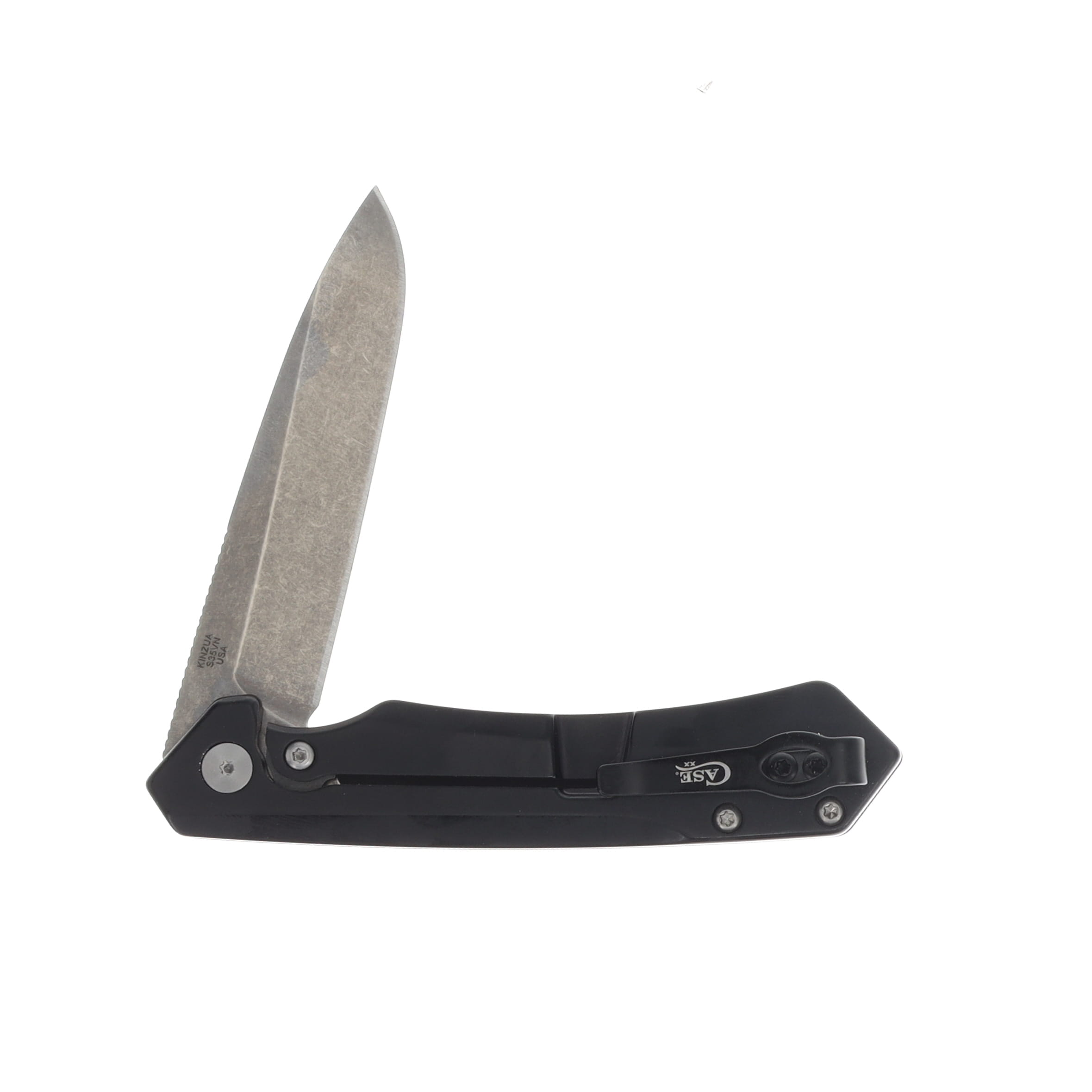 Case XX Kinzua Folding Knife Black Aluminum/Etched White American Flag CA10857 View 4