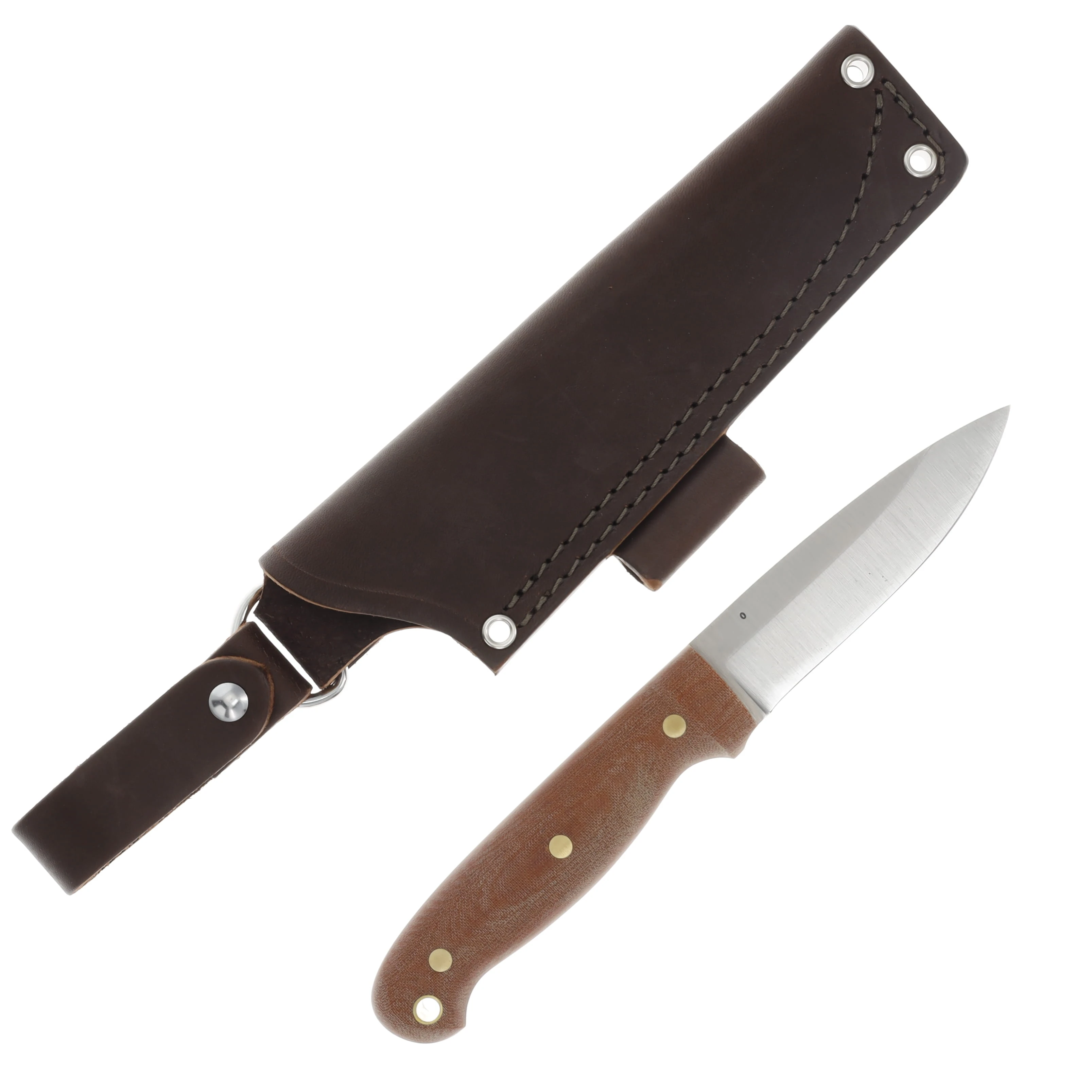 LT Wright GNS Fixed Blade Natural Micarta 4.25in Plain Satin Drop Point LT024 View 2