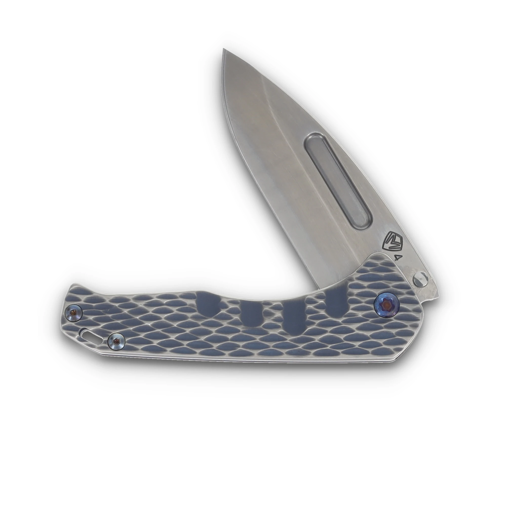 Medford Praetorian Slim Folding Knife Silver Dragon 3.25in Tumbled Drop Point MK2084TD-37A2-TFCF-Q4 View 4