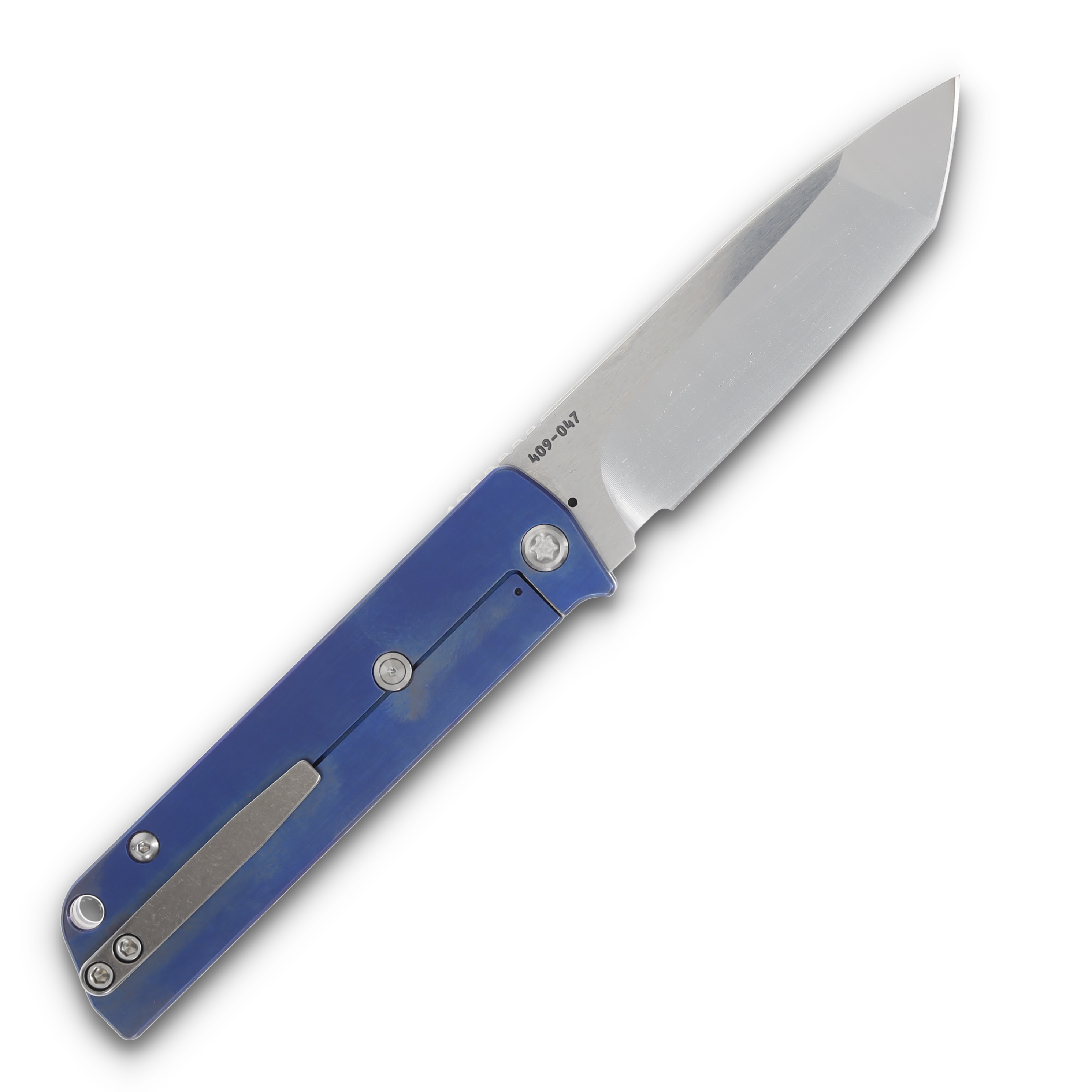 Medford The Antik S45VN Tumbled Tanto Blade Blue Handle Standard Hardware/Clip MK2144TT-37A2-TSCS-BN View 2