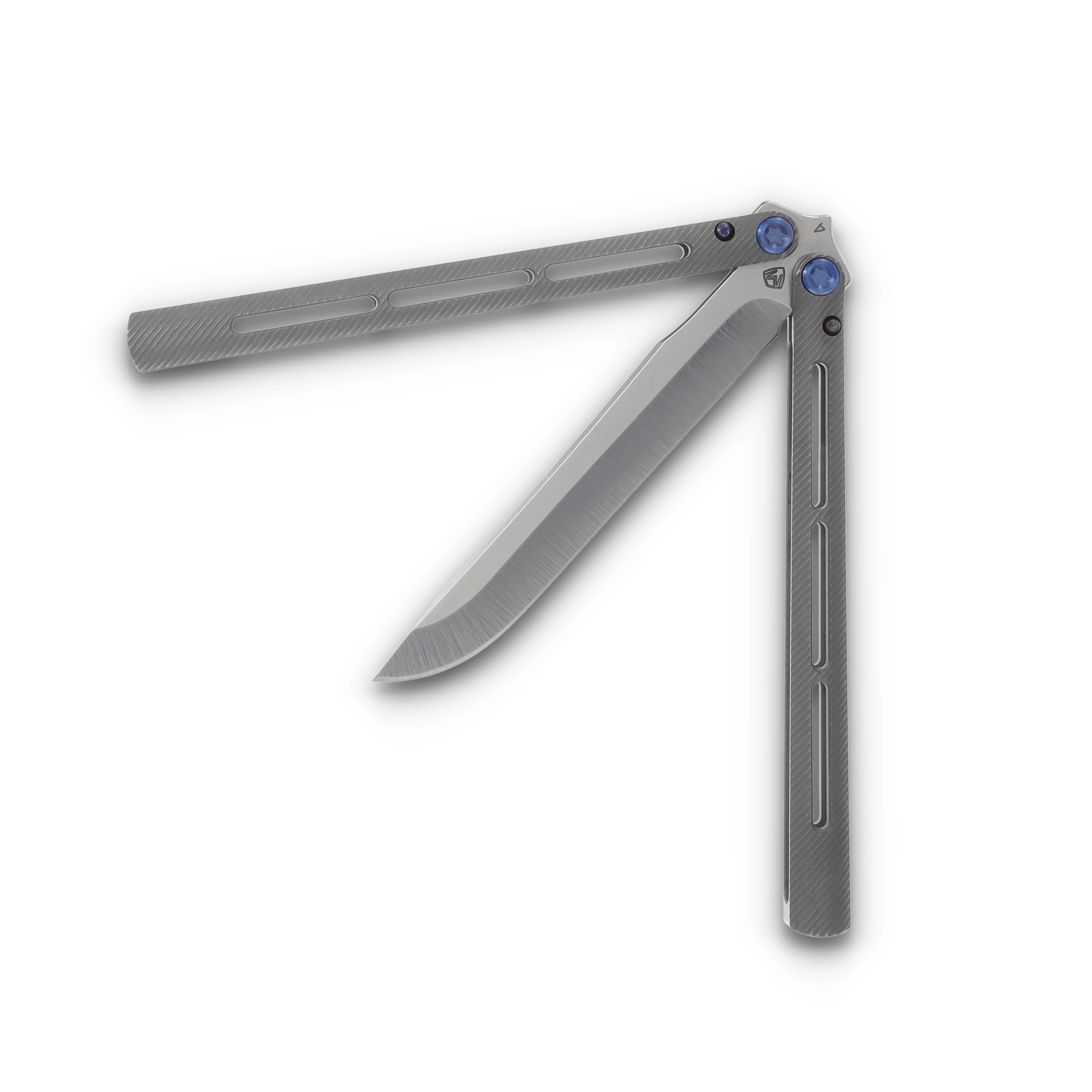 Medford Viceroy Butterfly Knife S45VN Drop Point Blade Tumbled Handle Blue Hardware MK2164TD-01TM-T2Q3-Q4 View 3