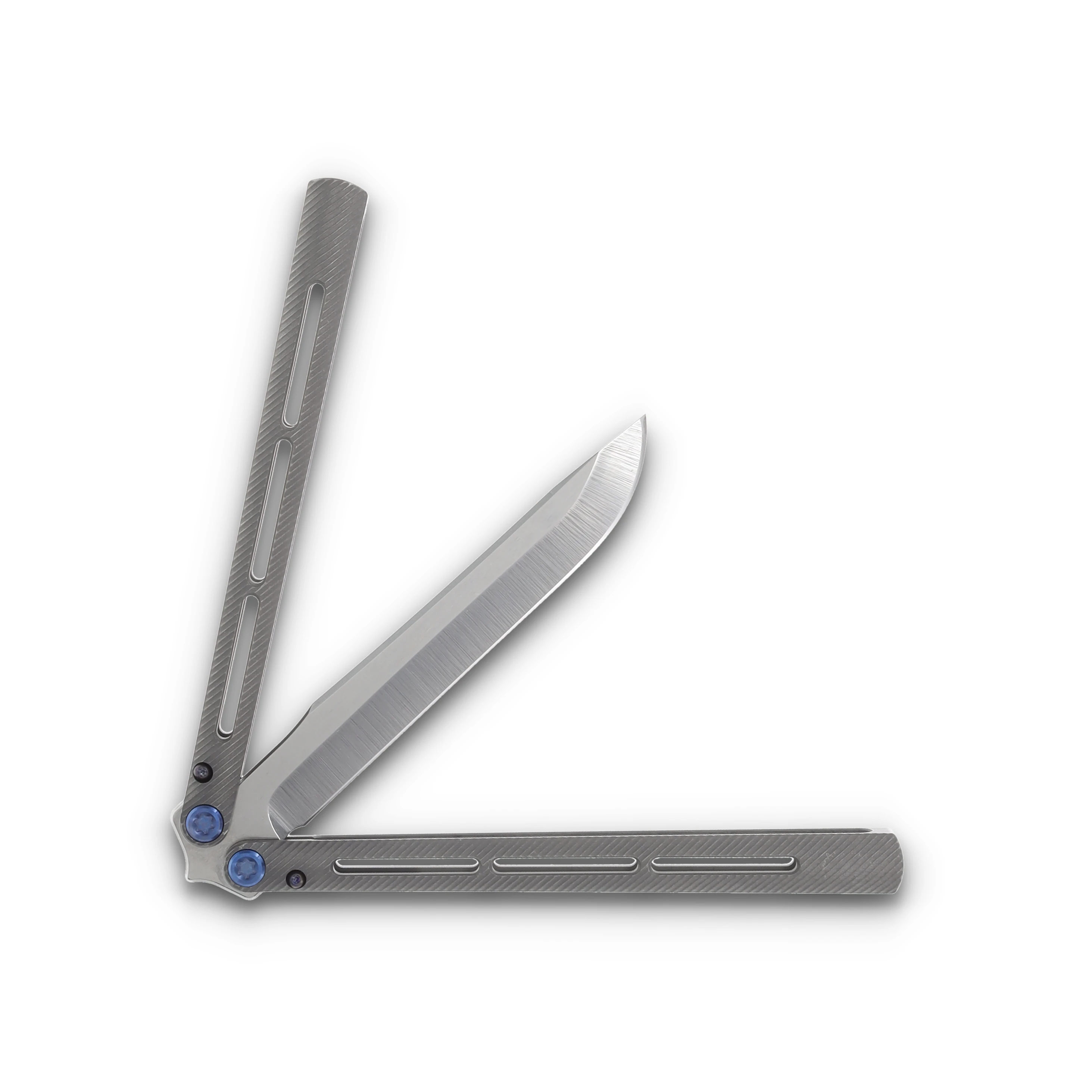 Medford Viceroy Butterfly Knife S45VN Drop Point Blade Tumbled Handle Blue Hardware MK2164TD-01TM-T2Q3-Q4 View 4
