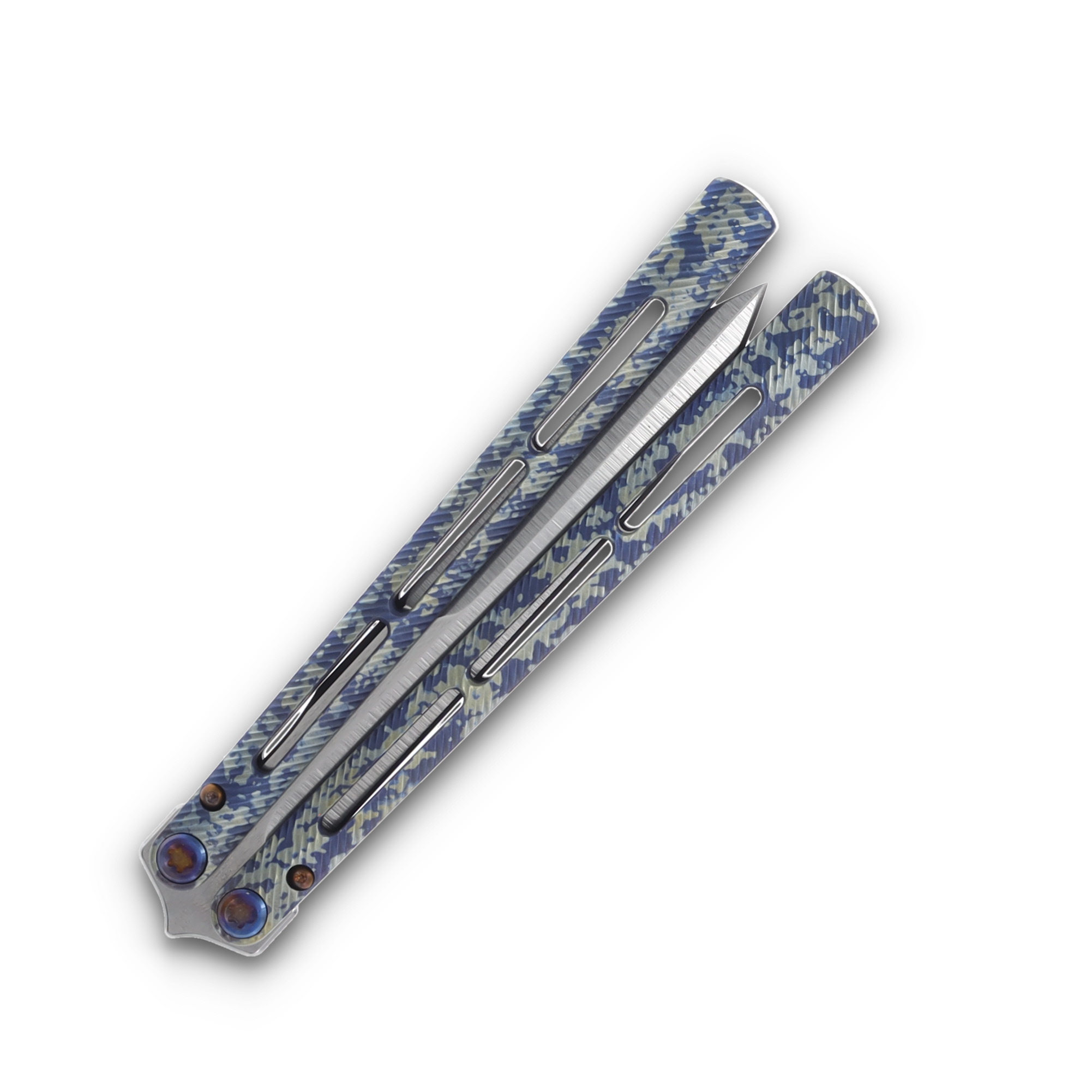 Medford Viceroy Brush Sponge Titanium Butterfly Knife 4.85in Tumbled Dagger Blade MK2164TG-03FL-TFQ3-Q4 View 6