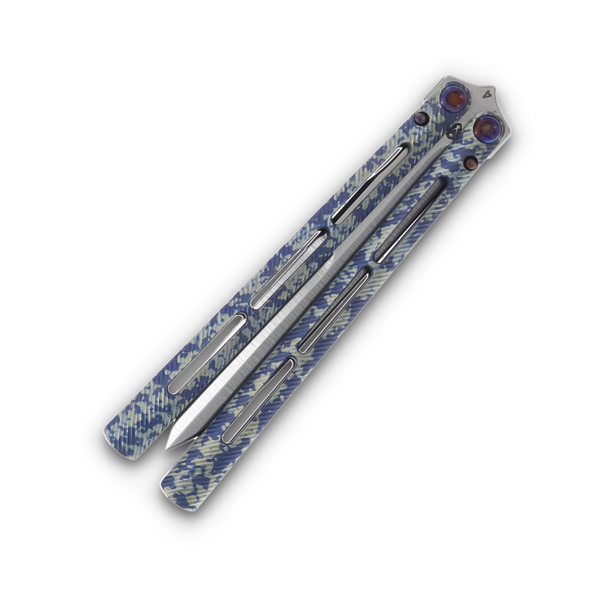 Medford Viceroy Brush Sponge Titanium Butterfly Knife 4.85in Tumbled Dagger Blade MK2164TG-03FL-TFQ3-Q4 View 5