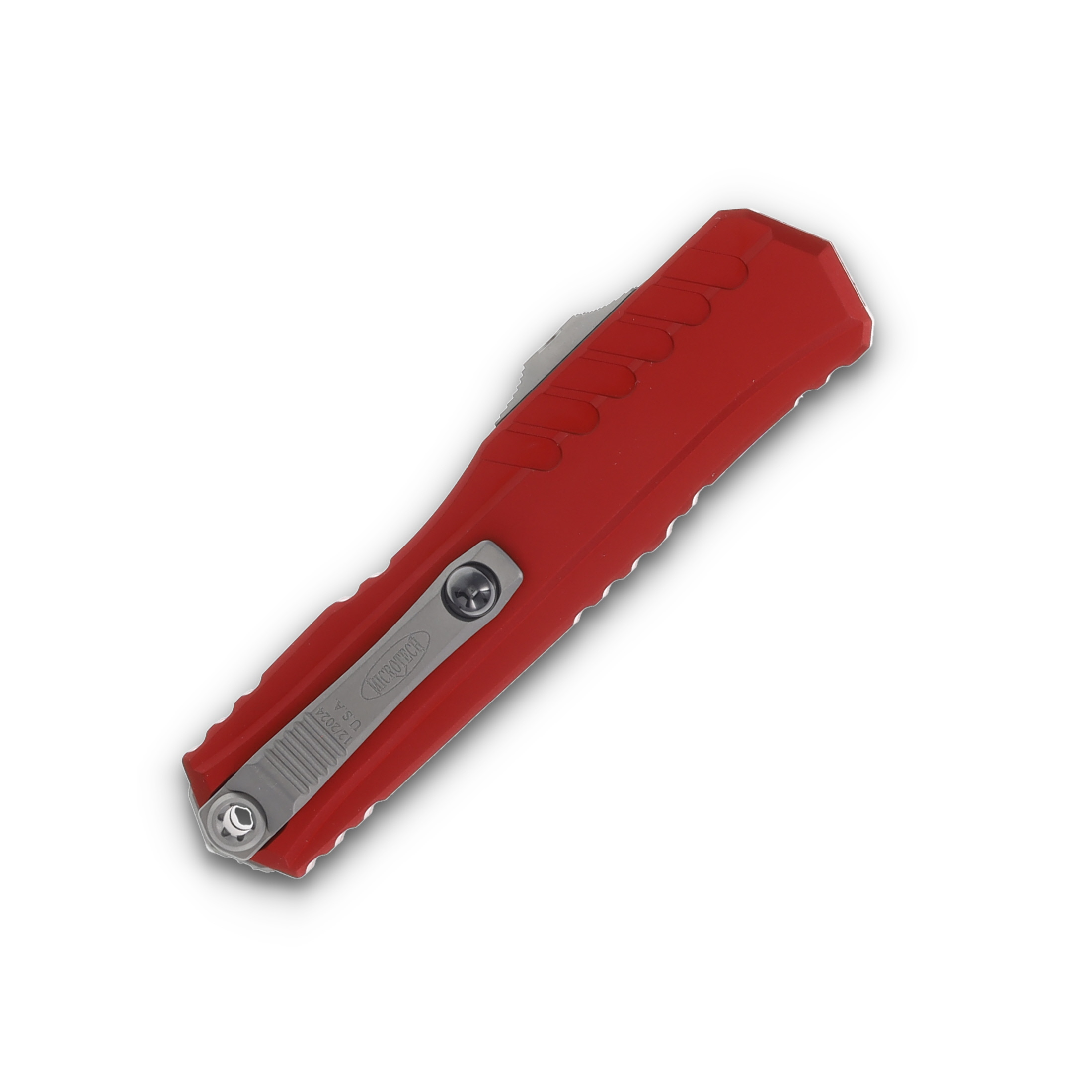 Microtech Cypher II D/E OTF Auto Knife Red Al 3.5in SW Part Serrated Dagger AUMT124211RD View 4