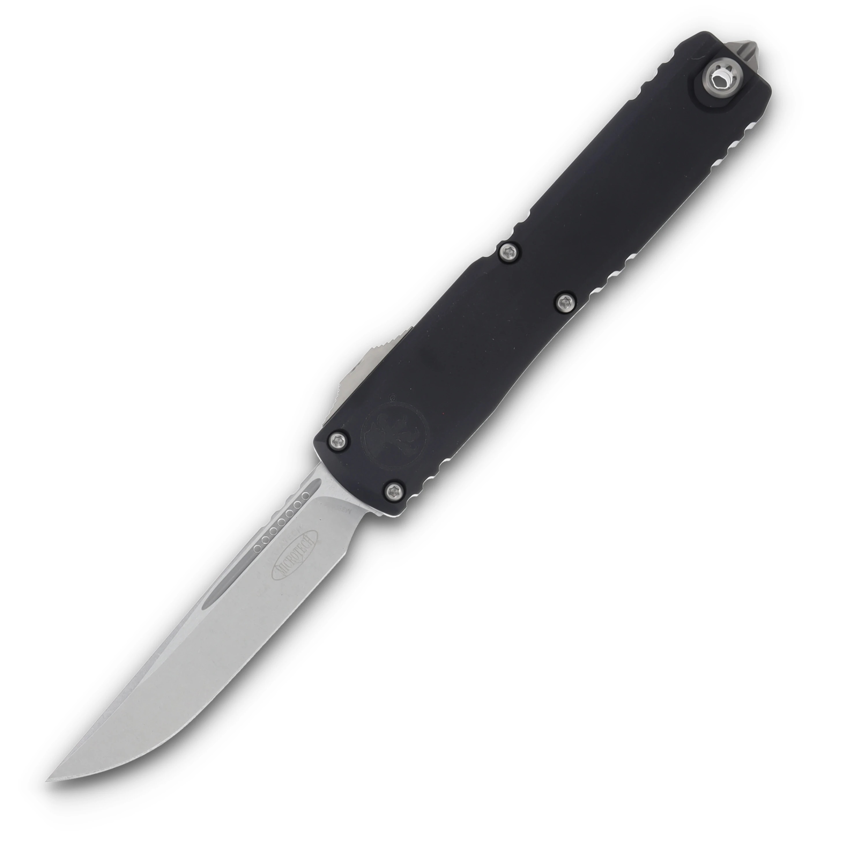 Microtech Ultratech GEN III ZBP OTF Auto Black 3.55in Stonewash Drop Point Blade AUMT112110 View 1