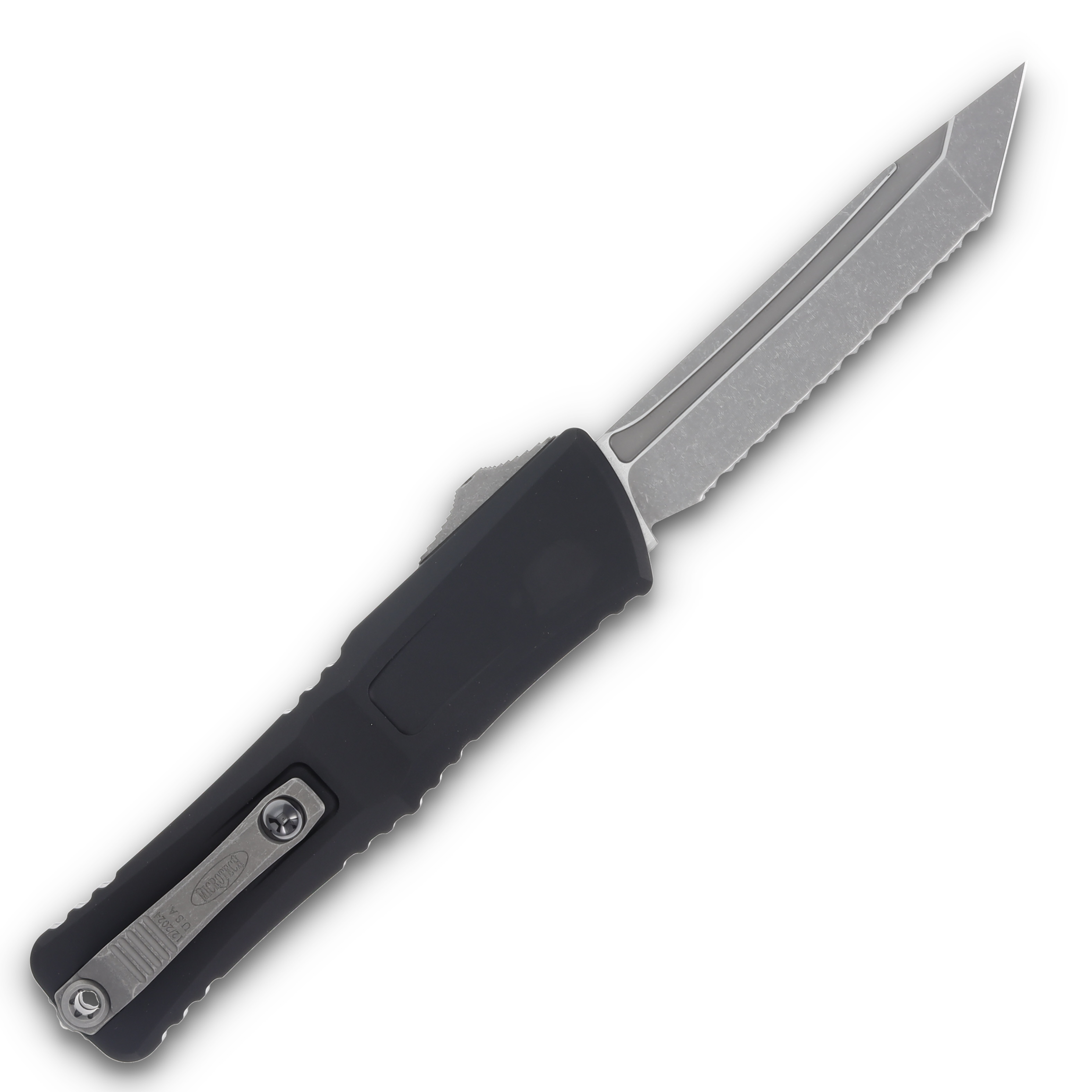 Microtech Combat Troodon Gen III OTF Black 4.0in Apocalyptic Full Serrated Tanto AUMT114412AP View 2