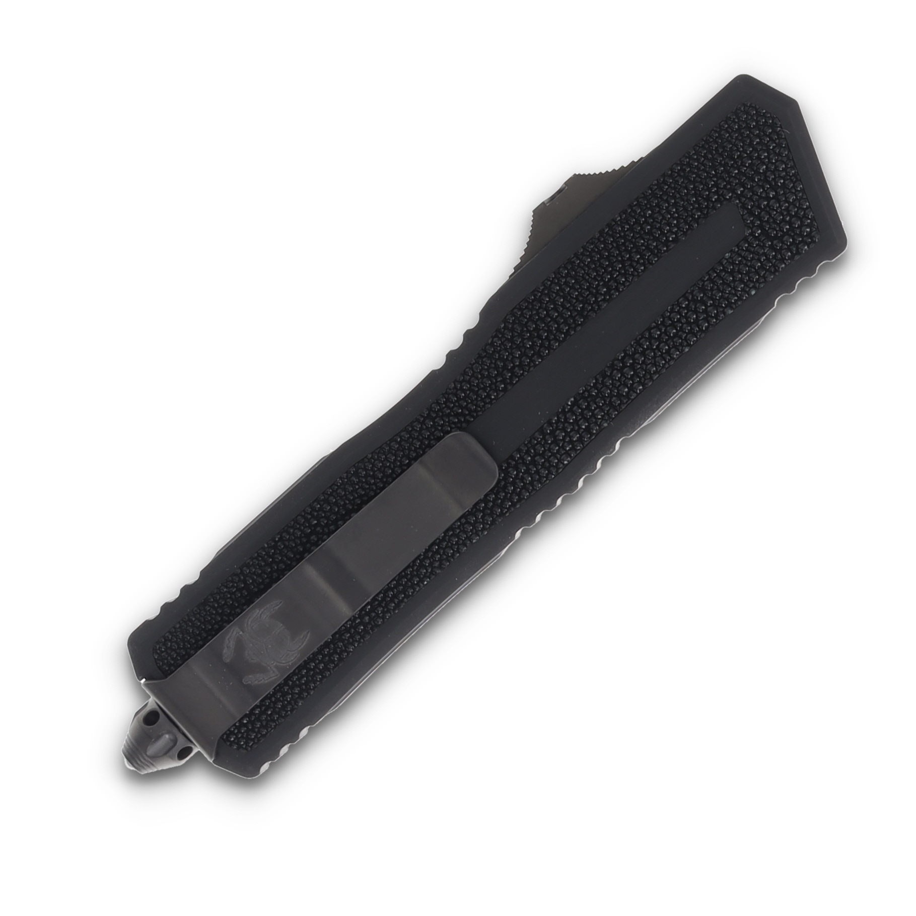 Microtech Scarab II Gen III - Tanto Edge Marfione Select Baker Forge Coppermai Damascus Hefted Alloy w/ Stingray Inlay DLC Hard Cut Stainless AUMT127916MS2 View 4