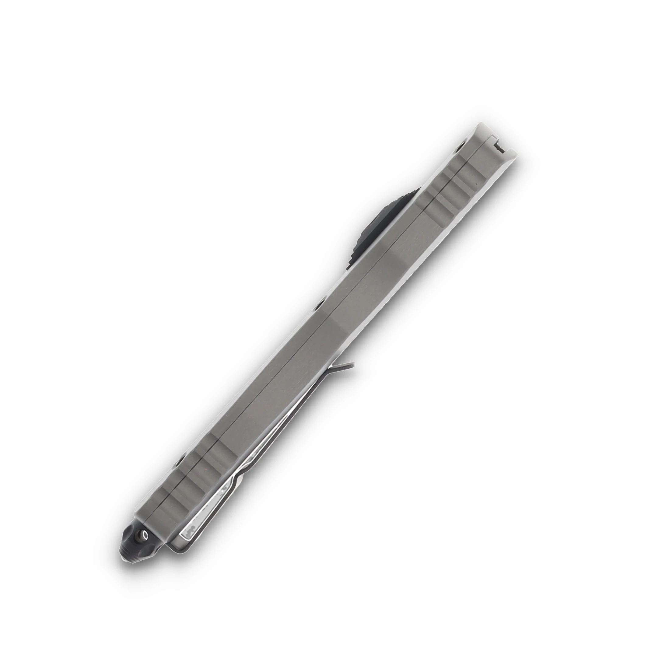 Microtech Dirac Delta D/E OTF Knife Natural Clear Al (3.75" Black Partial Serrated) AUMT2272NC View 4