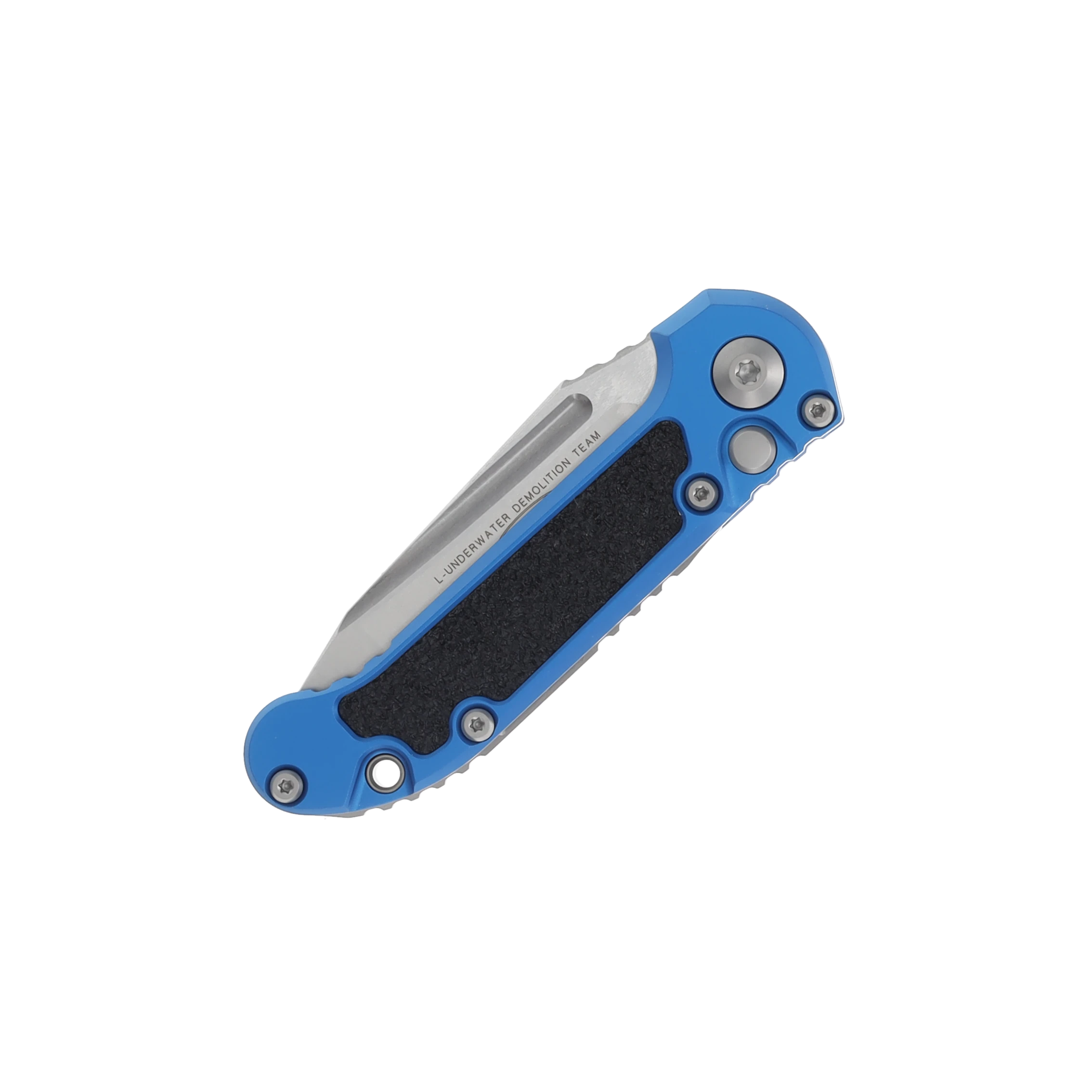 Microtech LUDT Gen III Blue Auto Knife 3.5in P/S Stonewash Tanto Blade AUMT113611BL View 3