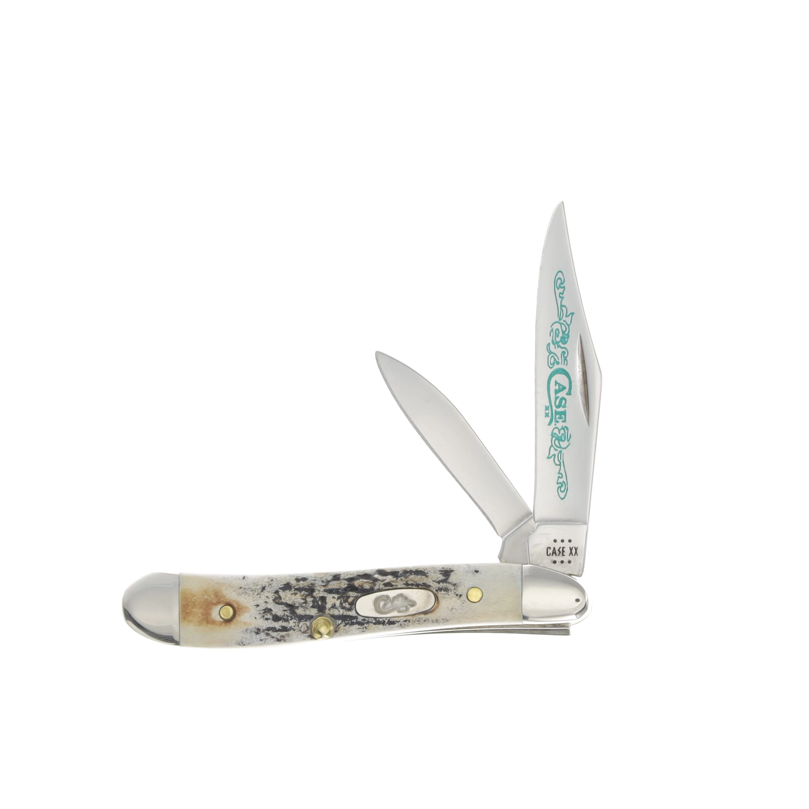 Case XX SMKW Exclusive Green Scroll Stag Peanut Folding Knife 2024 Edition CA00048GS View 1