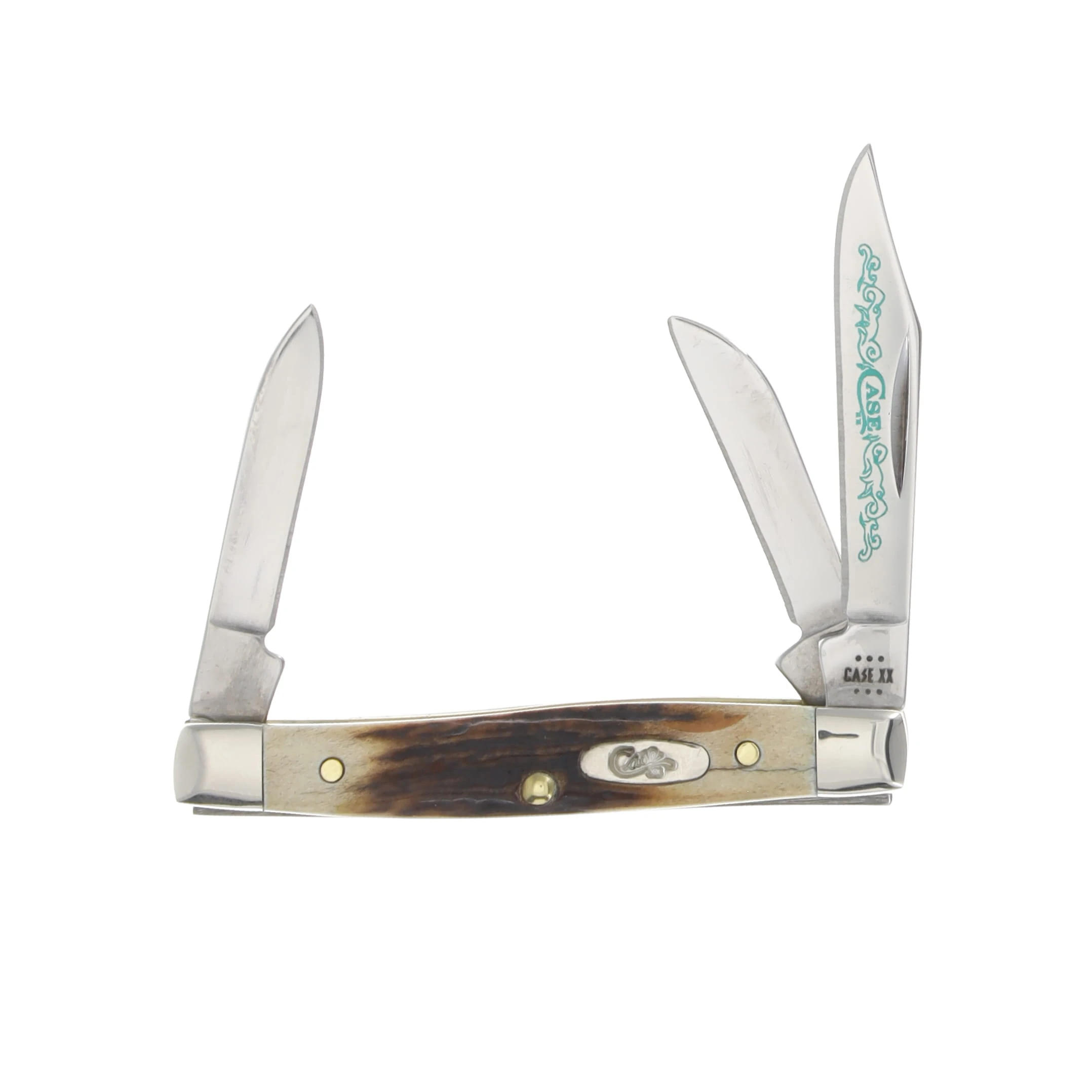 Case XX SMKW Exclusive Green Scroll Stag Small Stockman Folding Knife 2024 Edition CA00178GS View 1