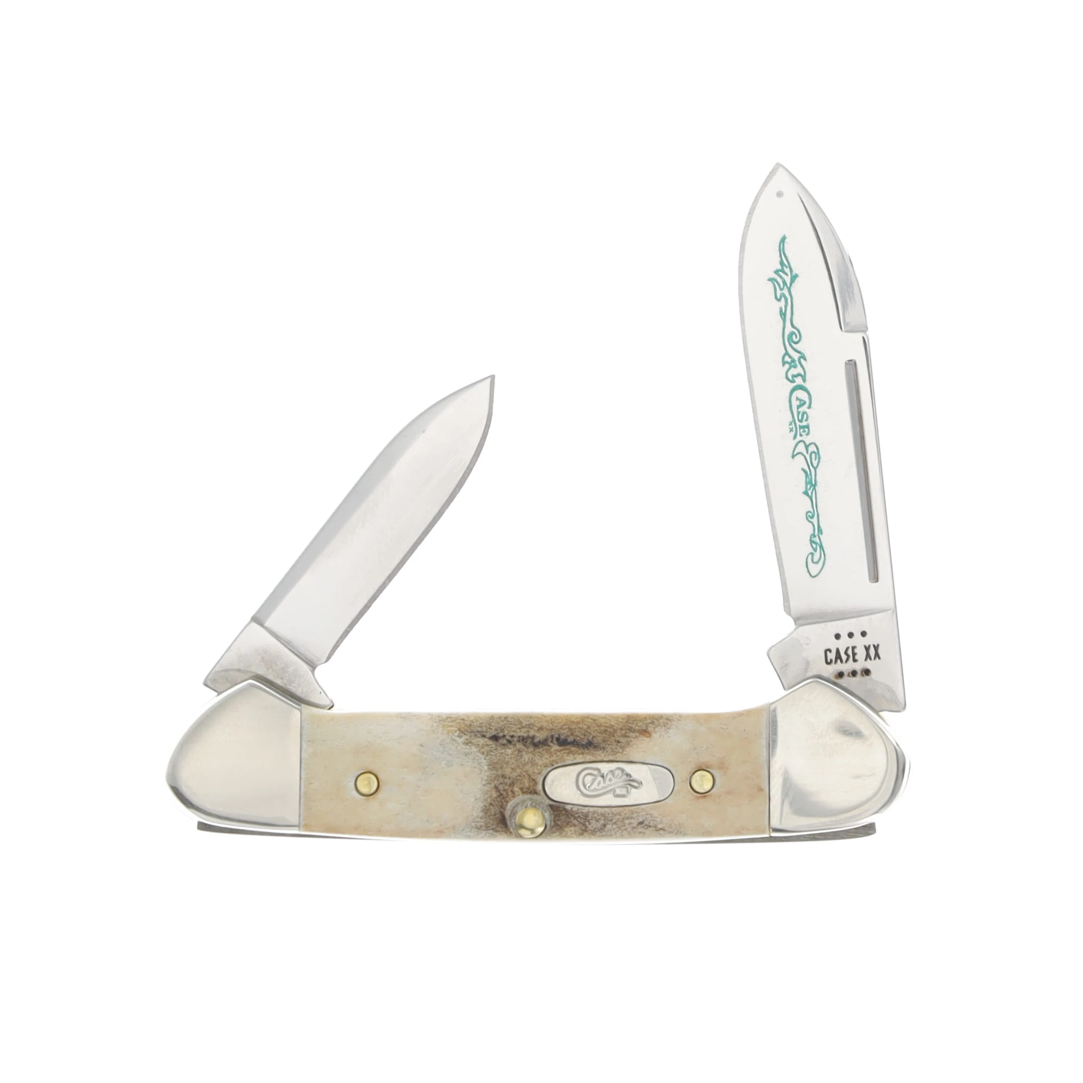 Case XX SMKW Exclusive Green Scroll Stag Baby Butterbean Folding Knife 2024 Edition CA05537GS View 1