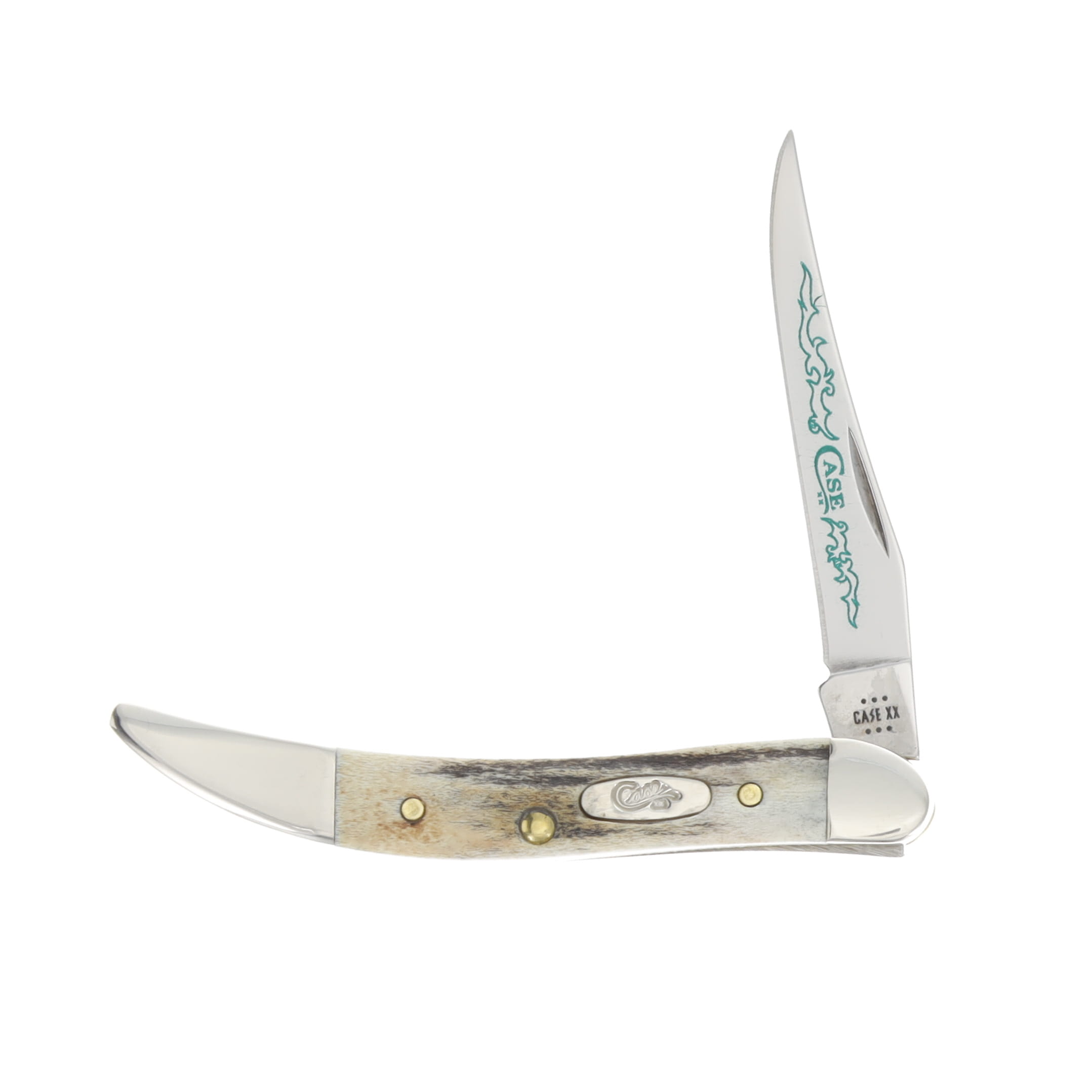 Case XX SMKW Exclusive Green Scroll Stag Small Texas Toothpick