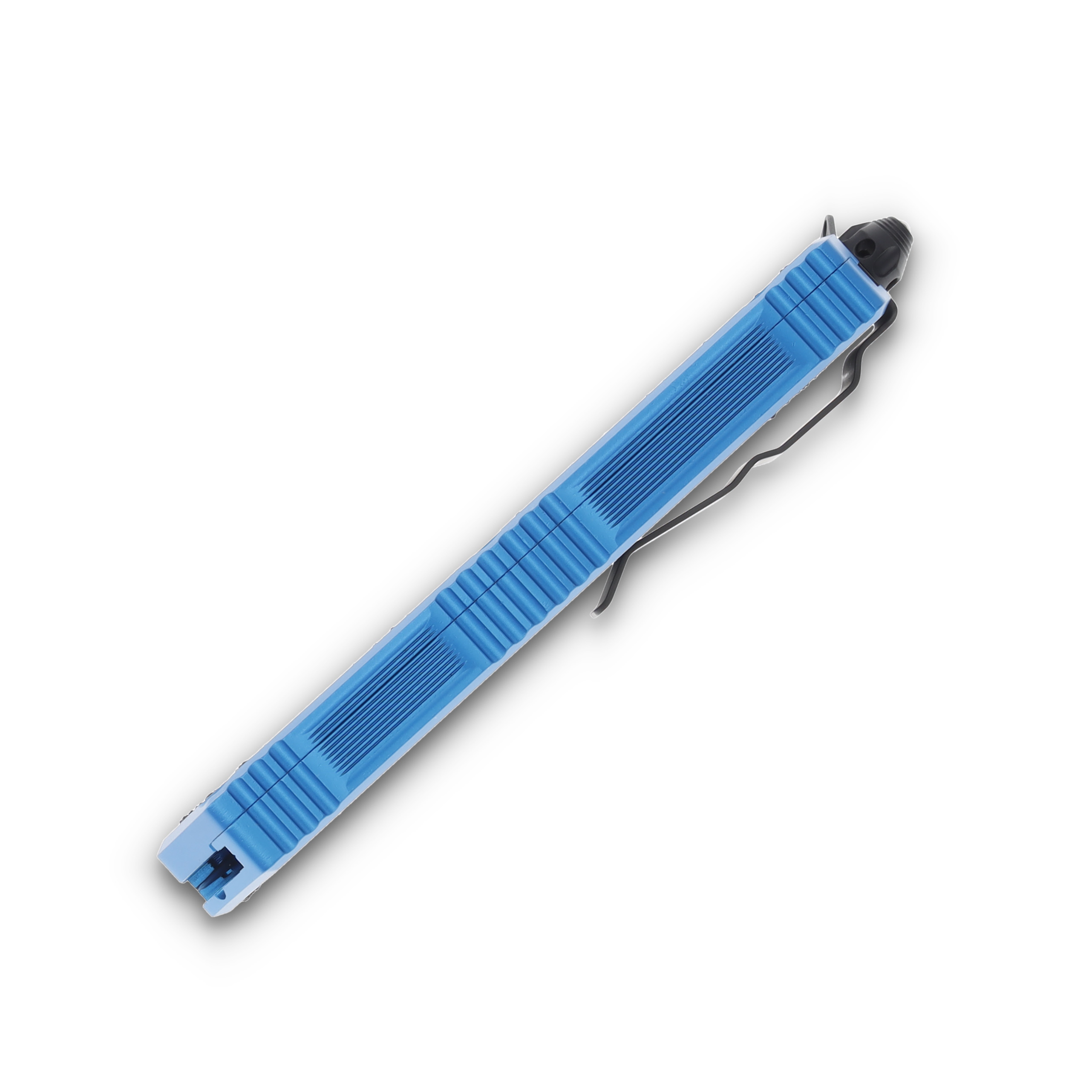 Microtech Scarab II Gen III OTF Blue 3.88in Partial Serrated Black Drop Point AUMT12782BL View 6