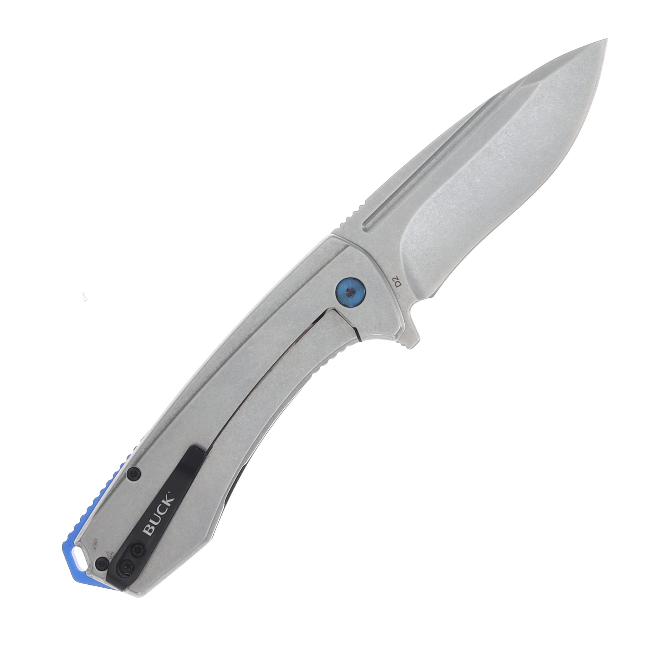 Buck Ruckus Blue and Black 3.5 Inch Plain Stonewash Drop Point Boxed BU14152 View 2
