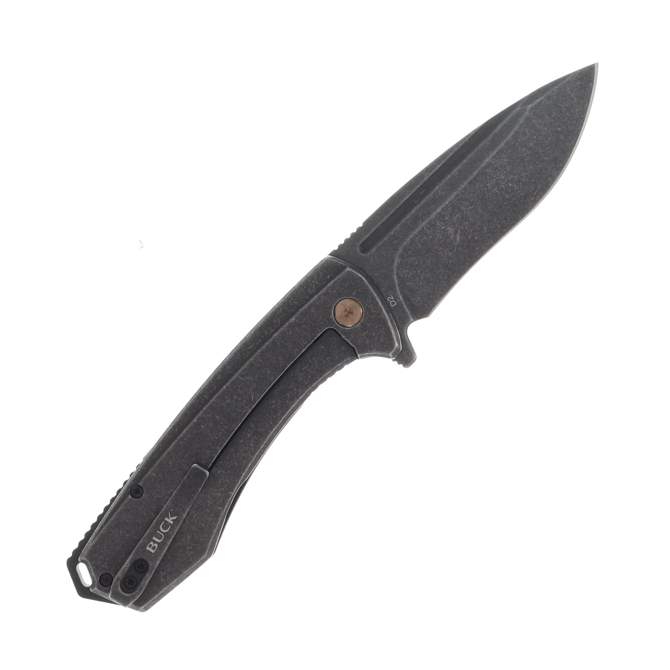 Buck Ruckus Copper and Black 3.5in Plain Black Stonewash Drop Point Boxed BU14154 View 2