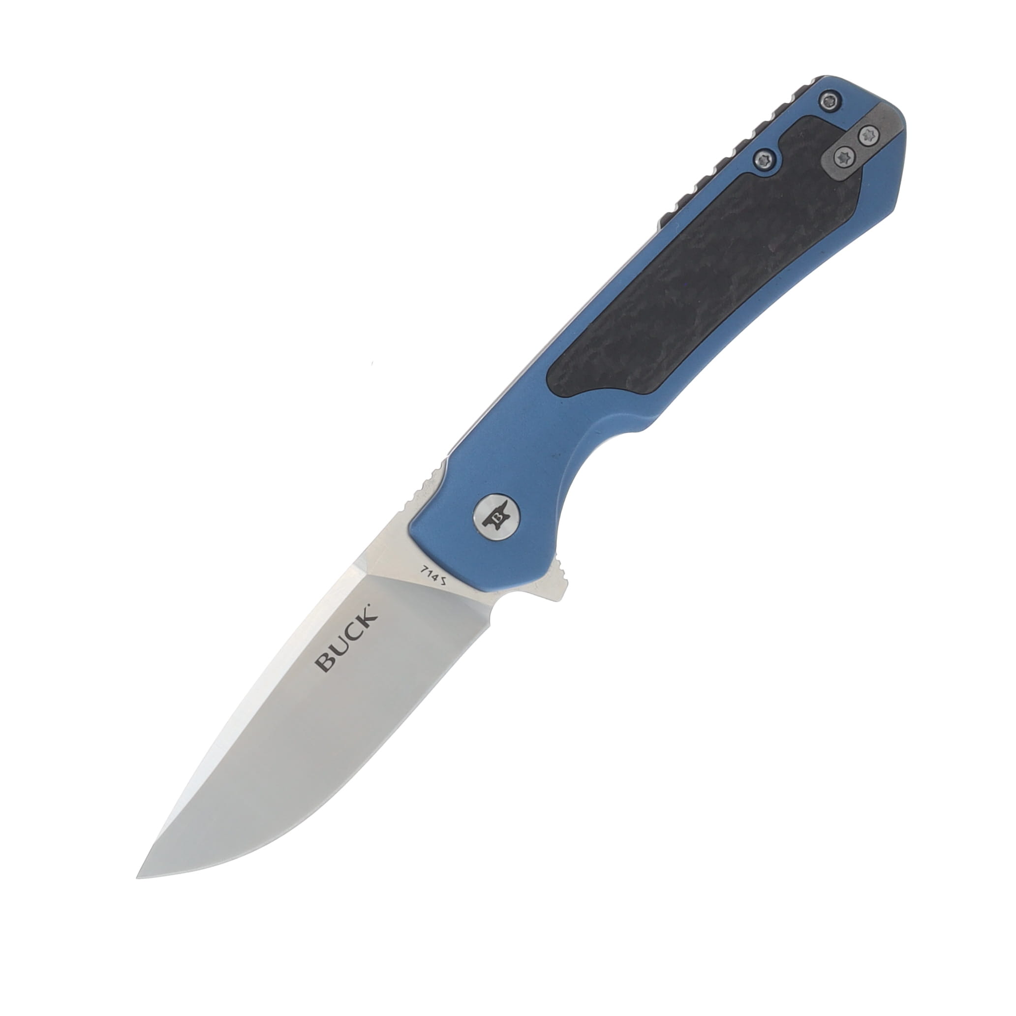 Buck Stinger Blue and Black 3 Inch Plain Satin Drop Point Boxed BU14160 View 1
