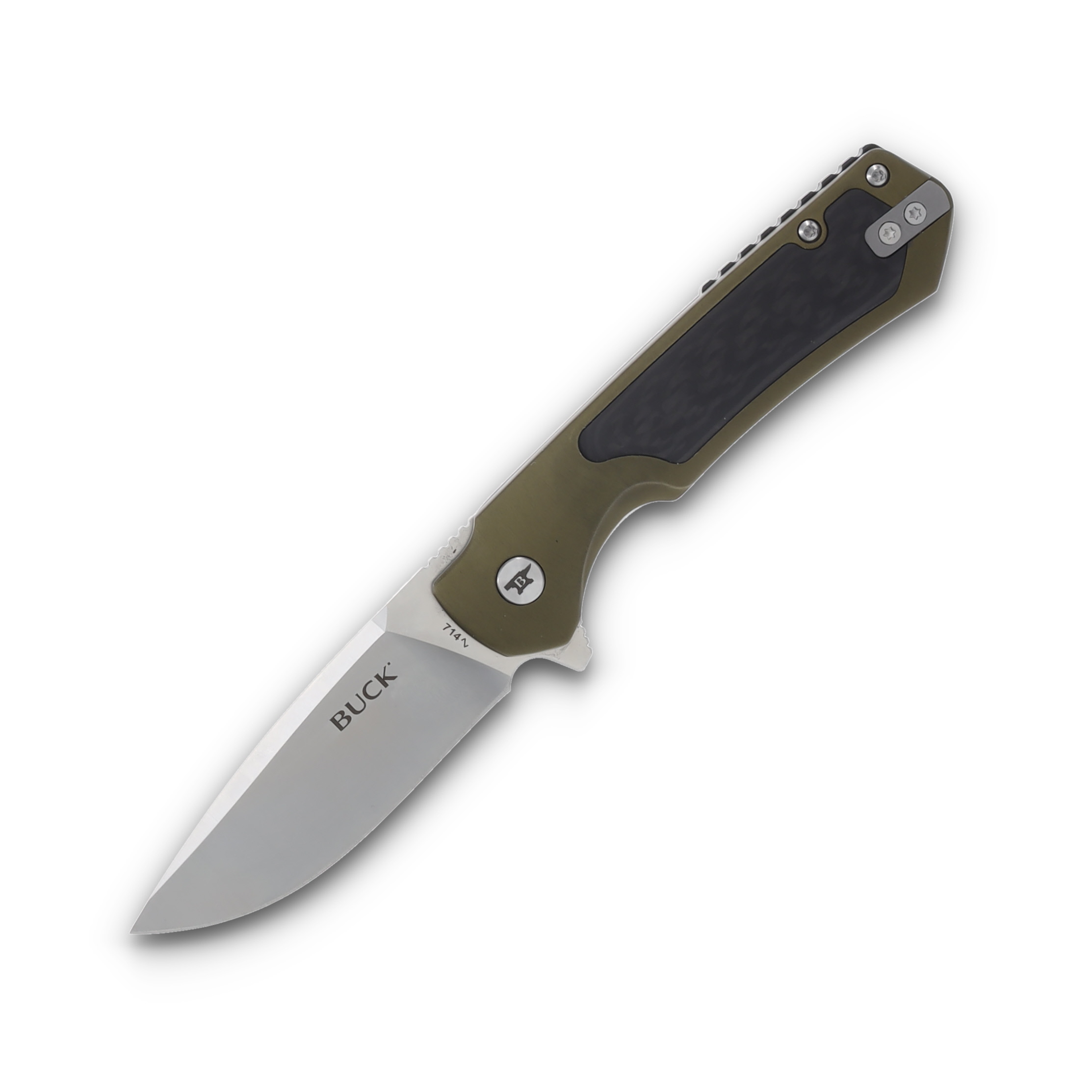 Buck Stinger Green and Black 3 Inch Plain Satin Drop Point Boxed BU14162 View 1