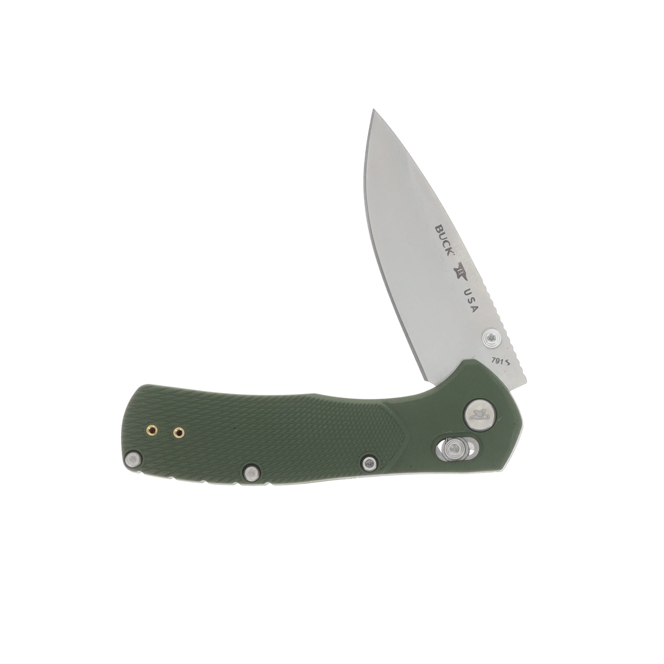Buck Range Pro Folding Knife Green 3.37 Inch Plain Satin Drop Point BU13922 View 3