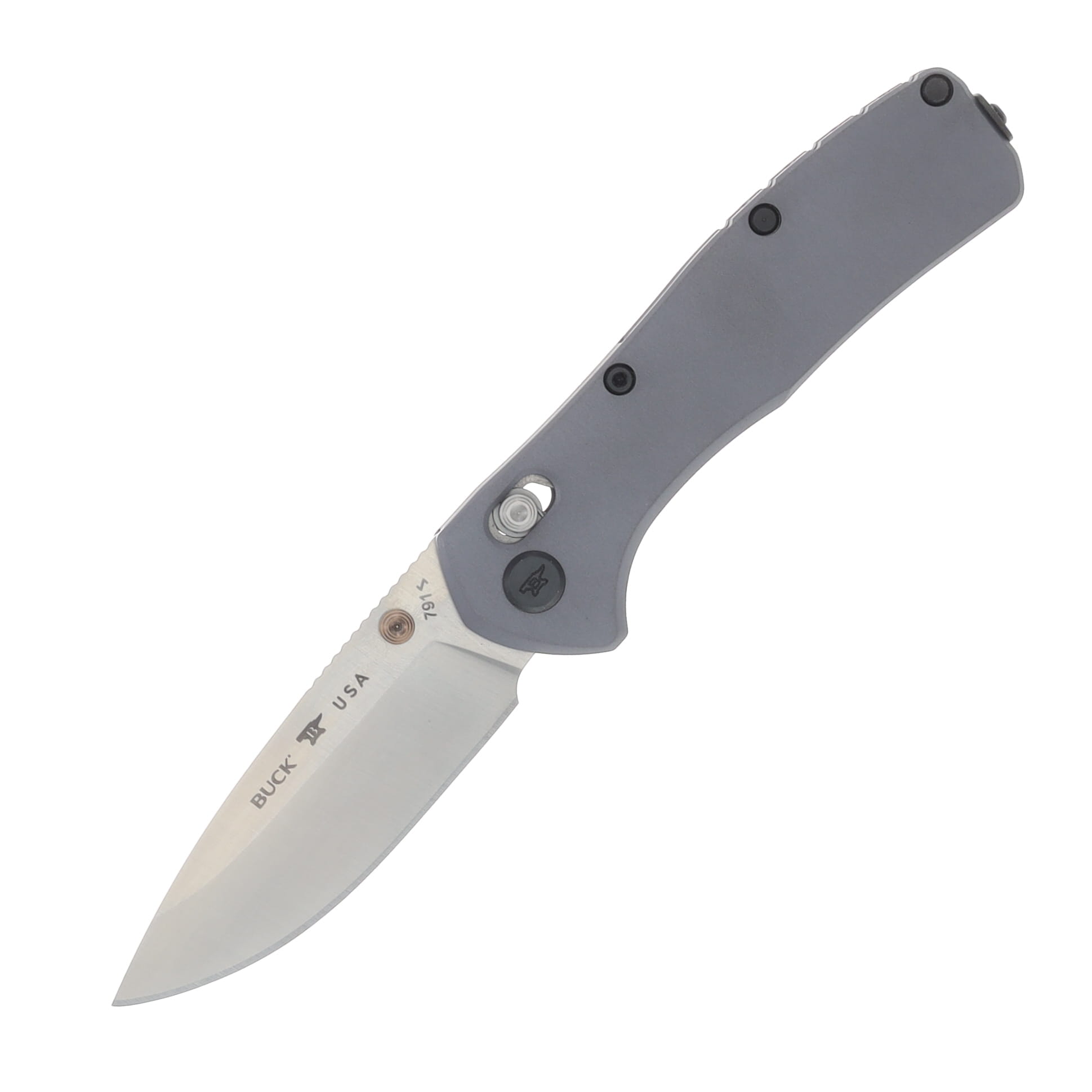 Buck Range Elite Folding Knife Gray 3.37 Inch Plain Satin Drop Point BU13916 View 1