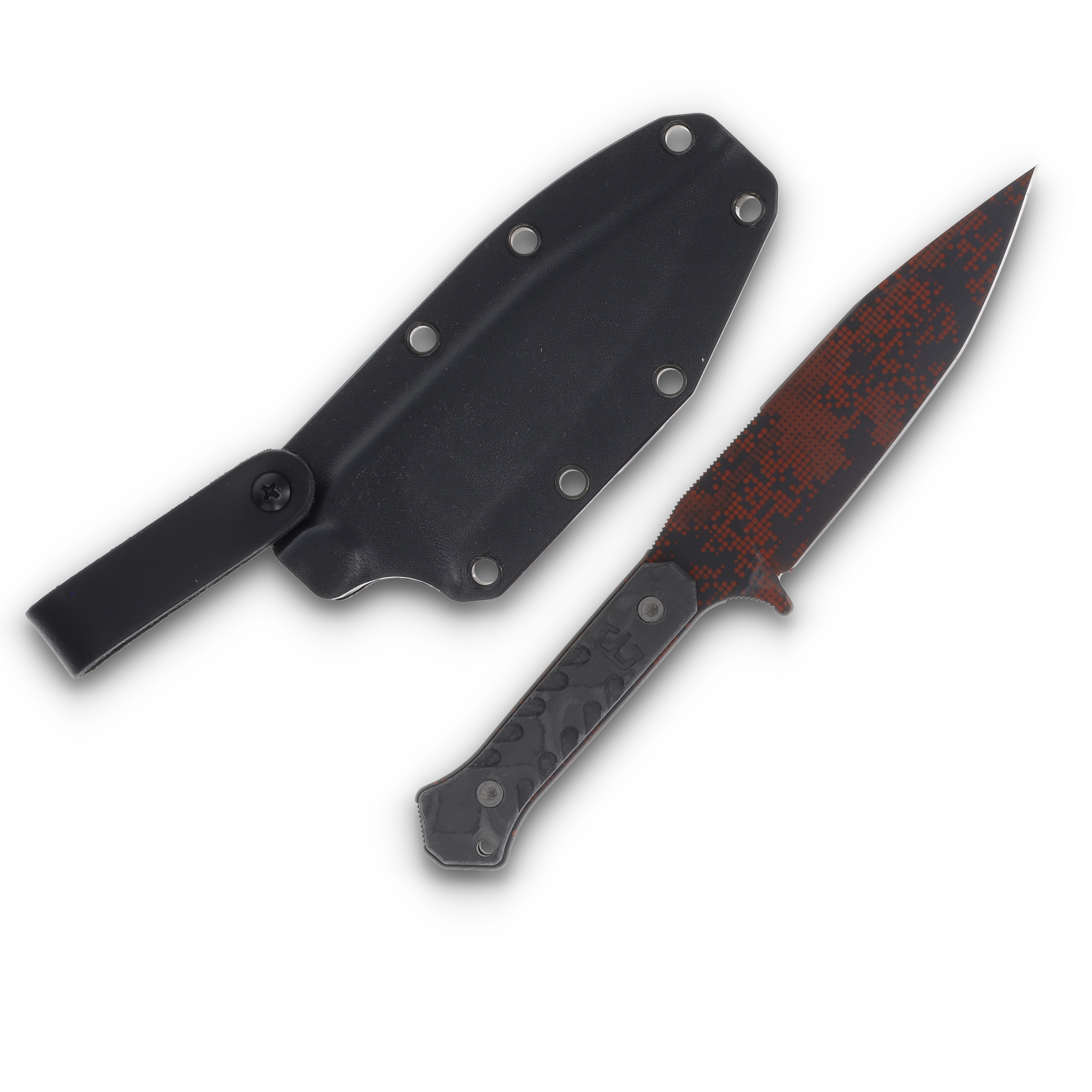 Blackside Customs Fedele X. N690C, 1/2 Tone red, camo carbon handle BSCFXRDCC View 2