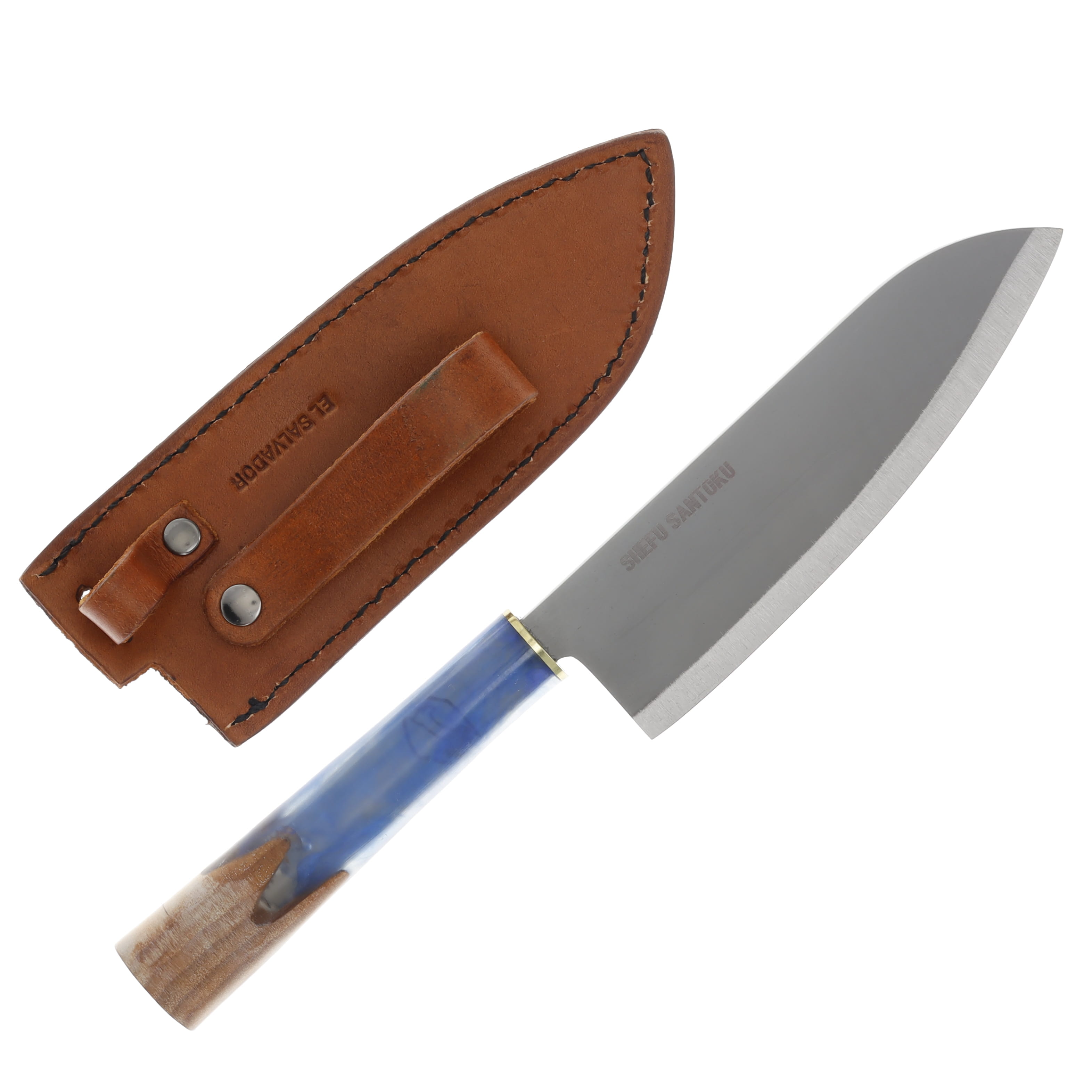 Condor Shefu Fixed Blade Kitchen Knife Hickory/Blue Epoxy Resin CTK65012 View 2
