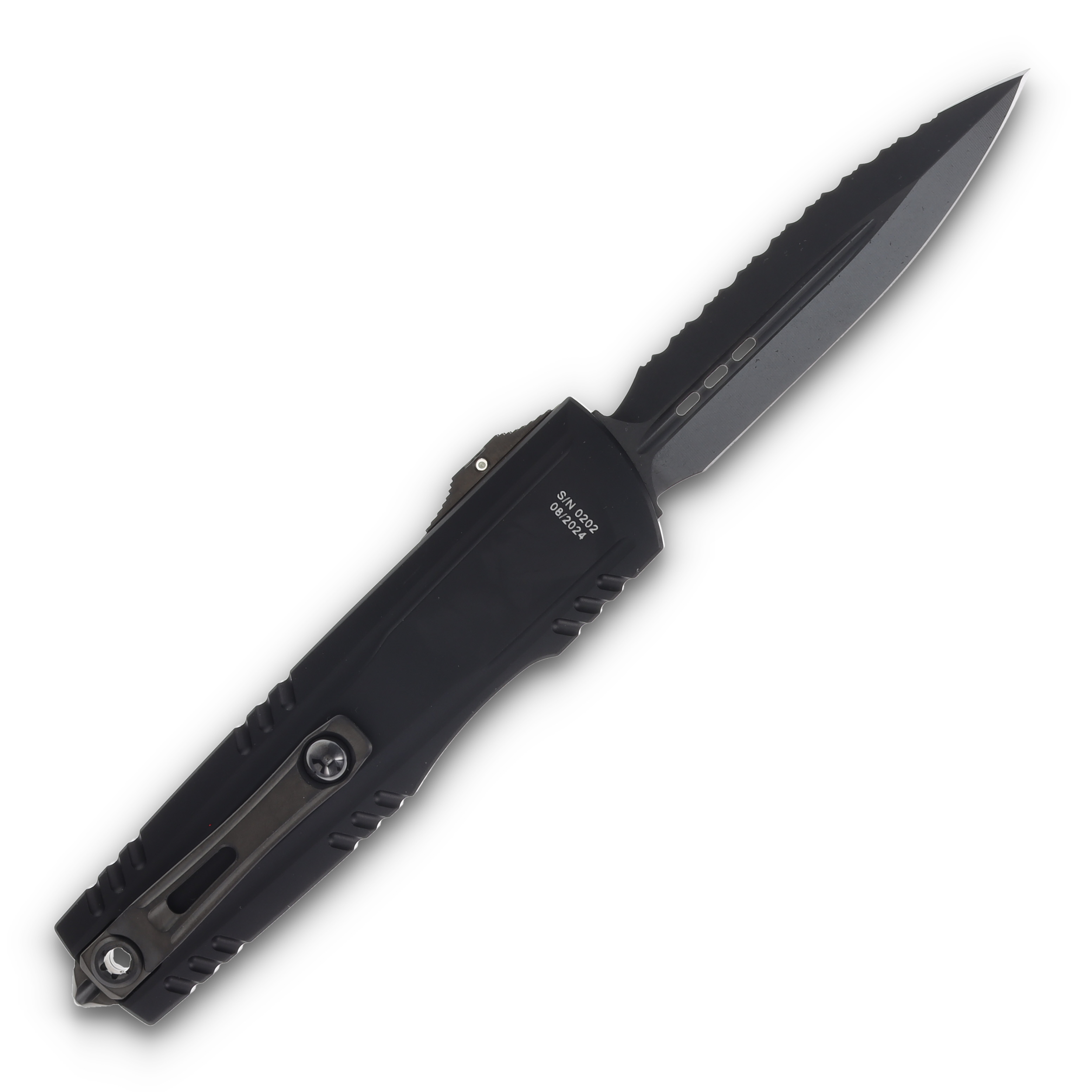 Microtech Microtech® / Surefire® Luminary D/E - Stiletto Pro II Collaboration Zero Blade Tolerance DLC Stonewash Full Serrated AUMT12703DLCT SET1 View 4