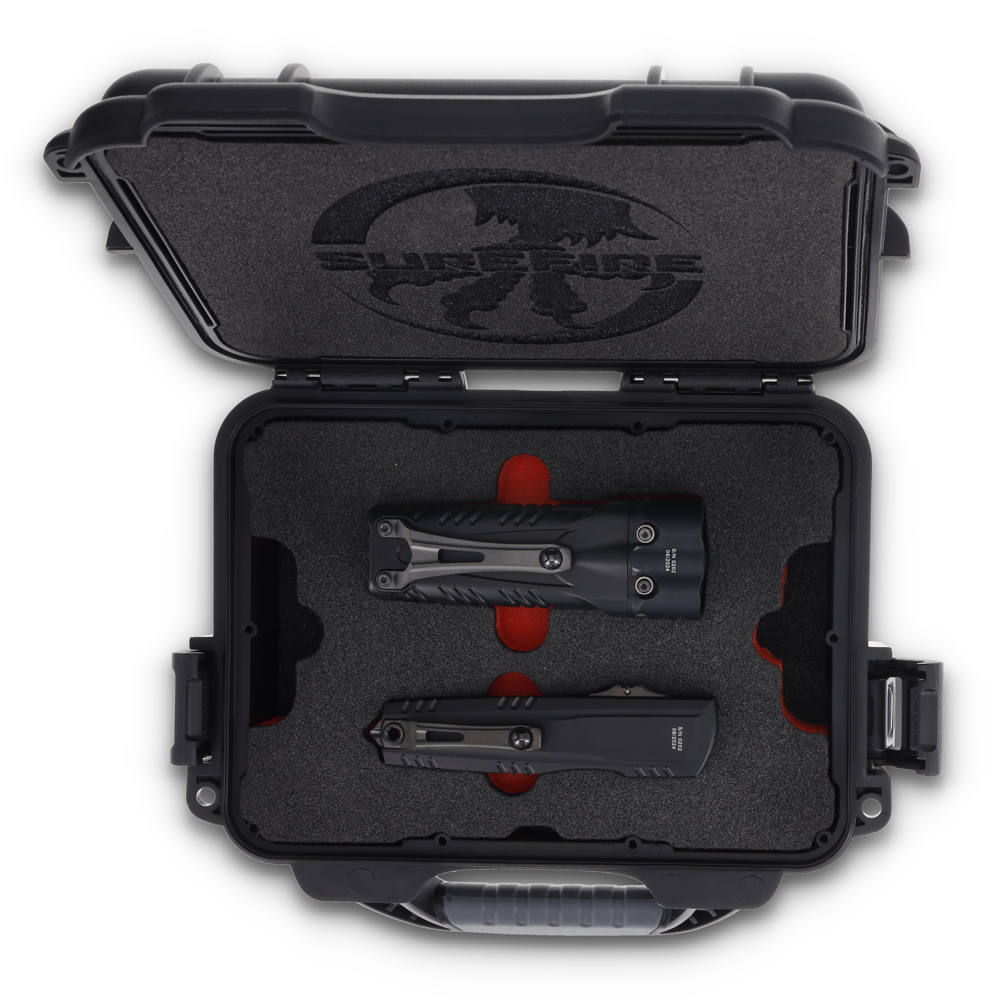 Microtech Microtech® / Surefire® Luminary D/E - Stiletto Pro II Collaboration Zero Blade Tolerance DLC Stonewash Full Serrated AUMT12703DLCT SET1 View 21