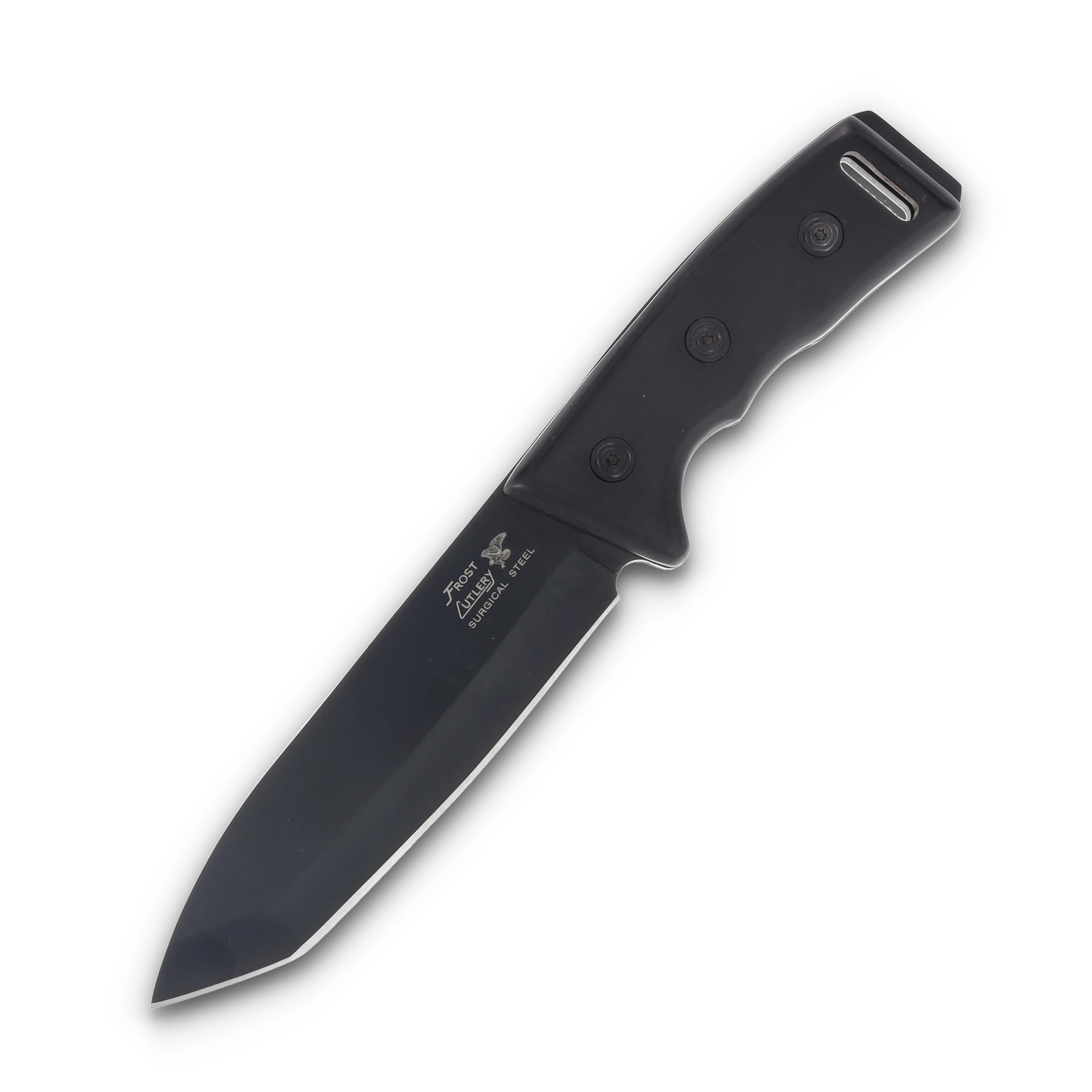 Frost Black Special Defense Bowie Knife 5.5 Inch Plain Black Tanto FR18325 View 2