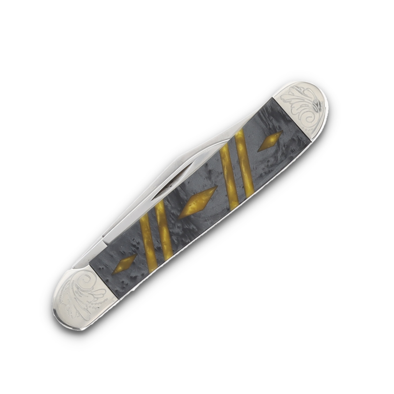 Case XX Diamond Series Black and Gold Corelon Two-Blade Copperhead Engraved Bolsters CA9249BKPGD View 4