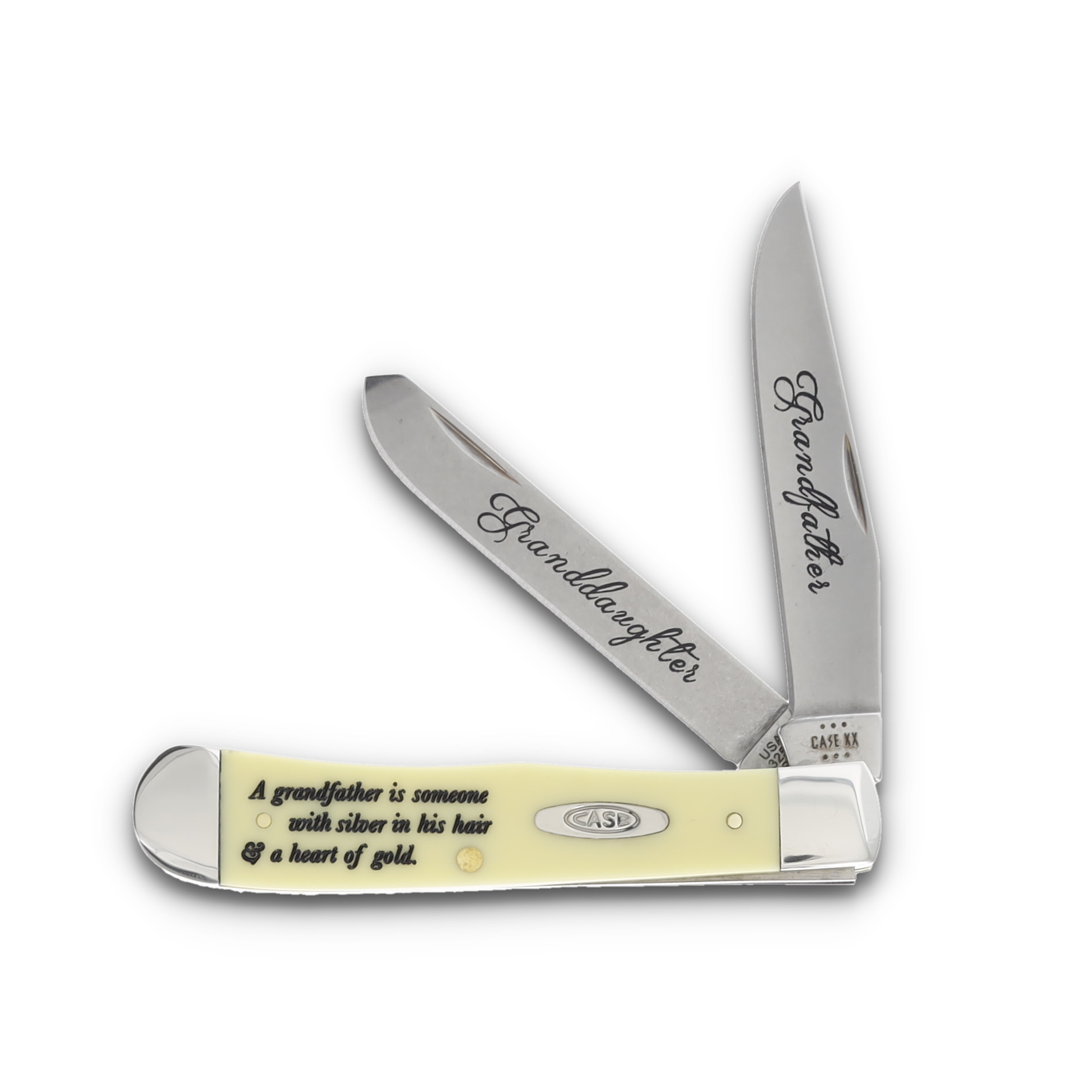 Case XX Grandfather/Granddaughter Smooth Yellow Synthetic Trapper Folding Knife CATGFGDY View 1
