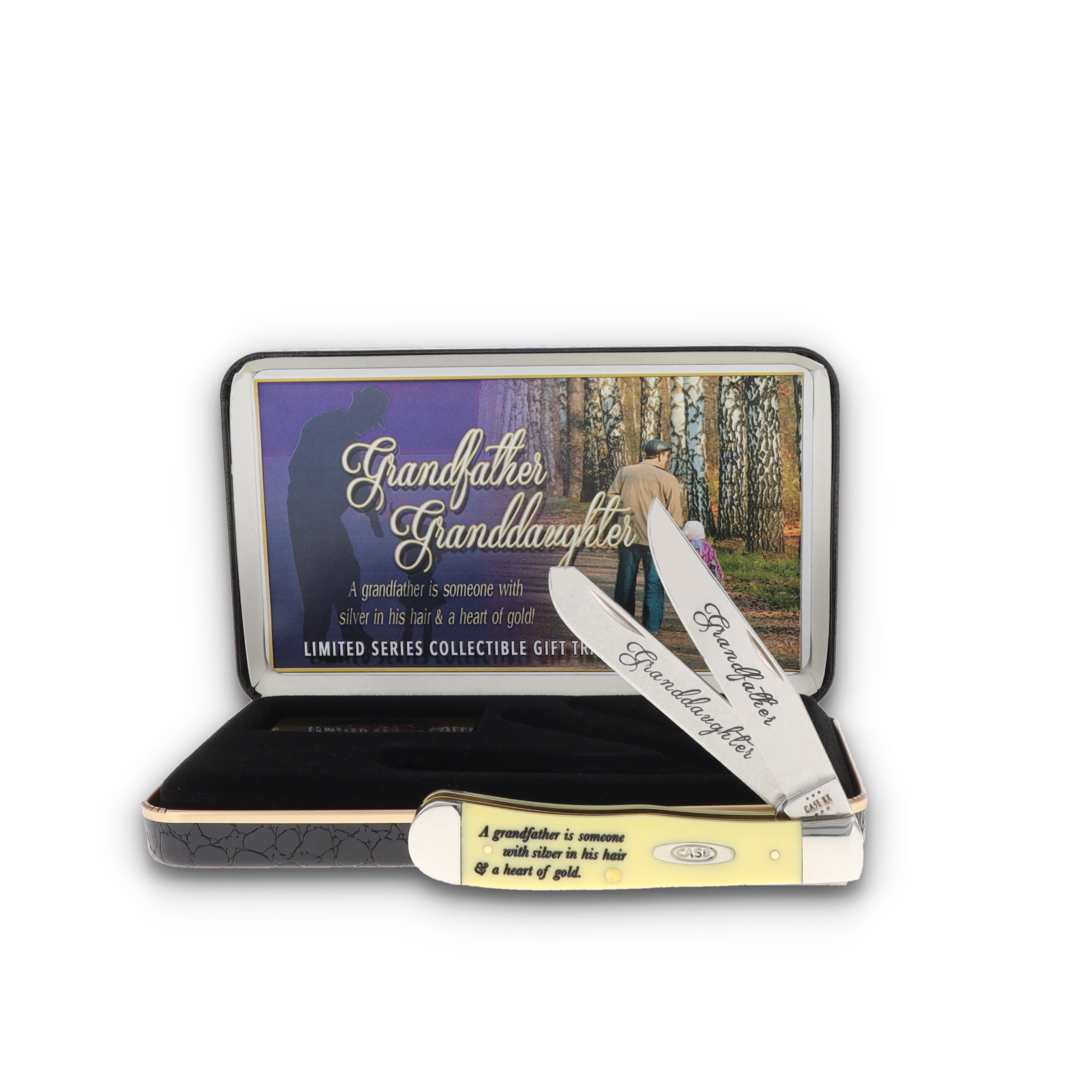 Case XX Grandfather/Granddaughter Smooth Yellow Synthetic Trapper Folding Knife CATGFGDY View 9