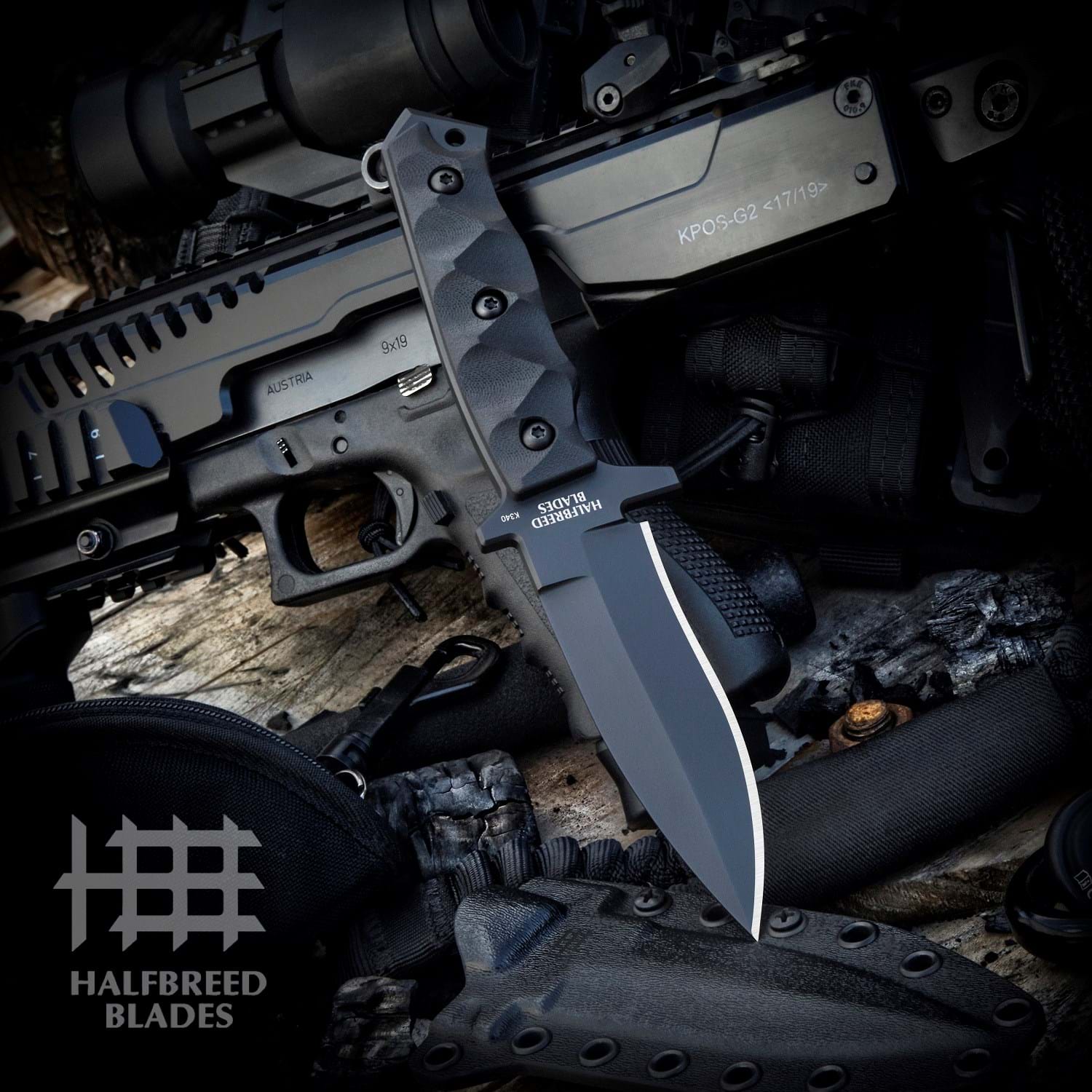 Halfbreed Medium Clearance Knife Black Spear Point/Gen II/Sculpted Handle/K340 MCK01BLKG2K340 View 1