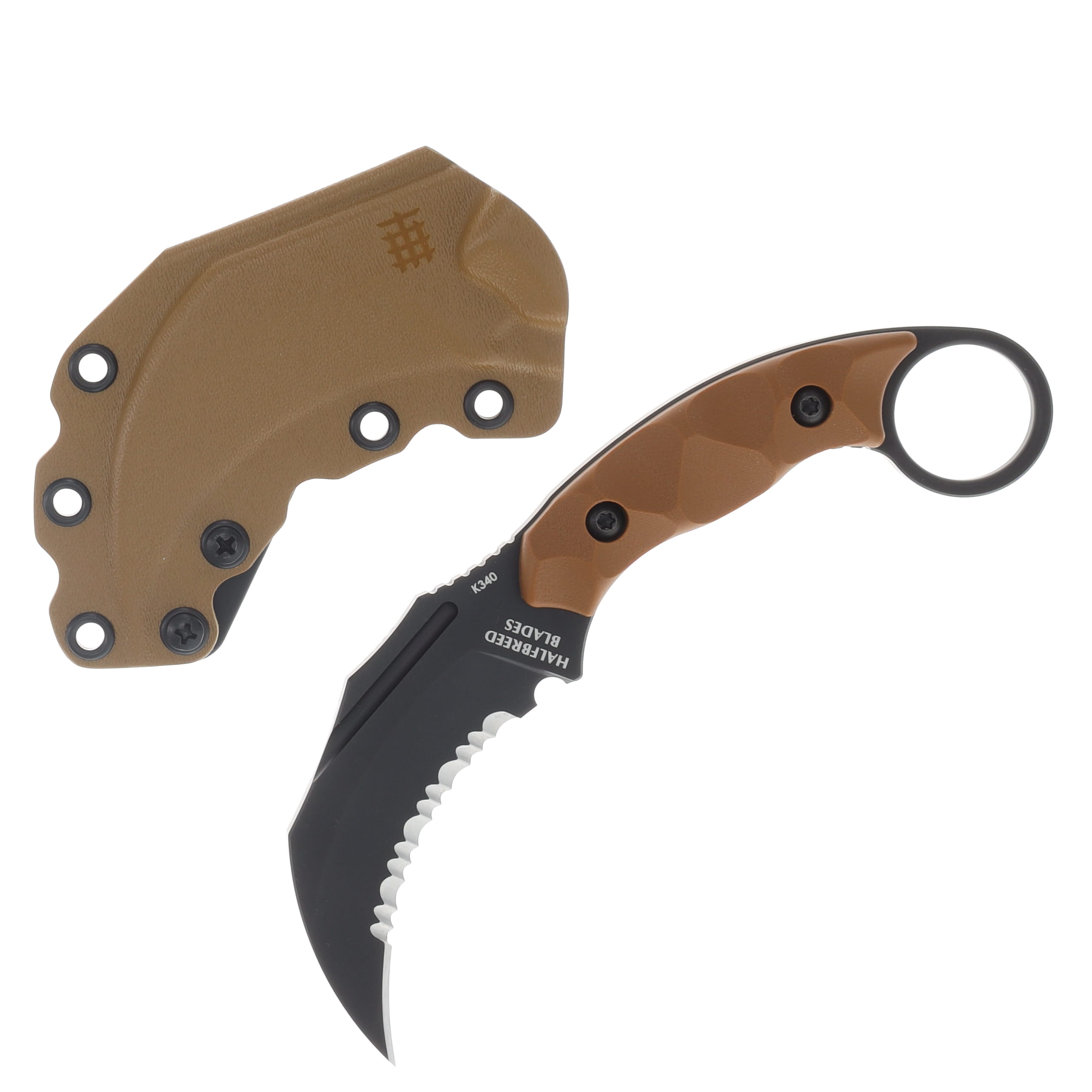 Halfbreed Blades Close Quarters Combat Talon Fixed Blade Partially Serrated Dark Earth CQB02PSDEK340 View 1