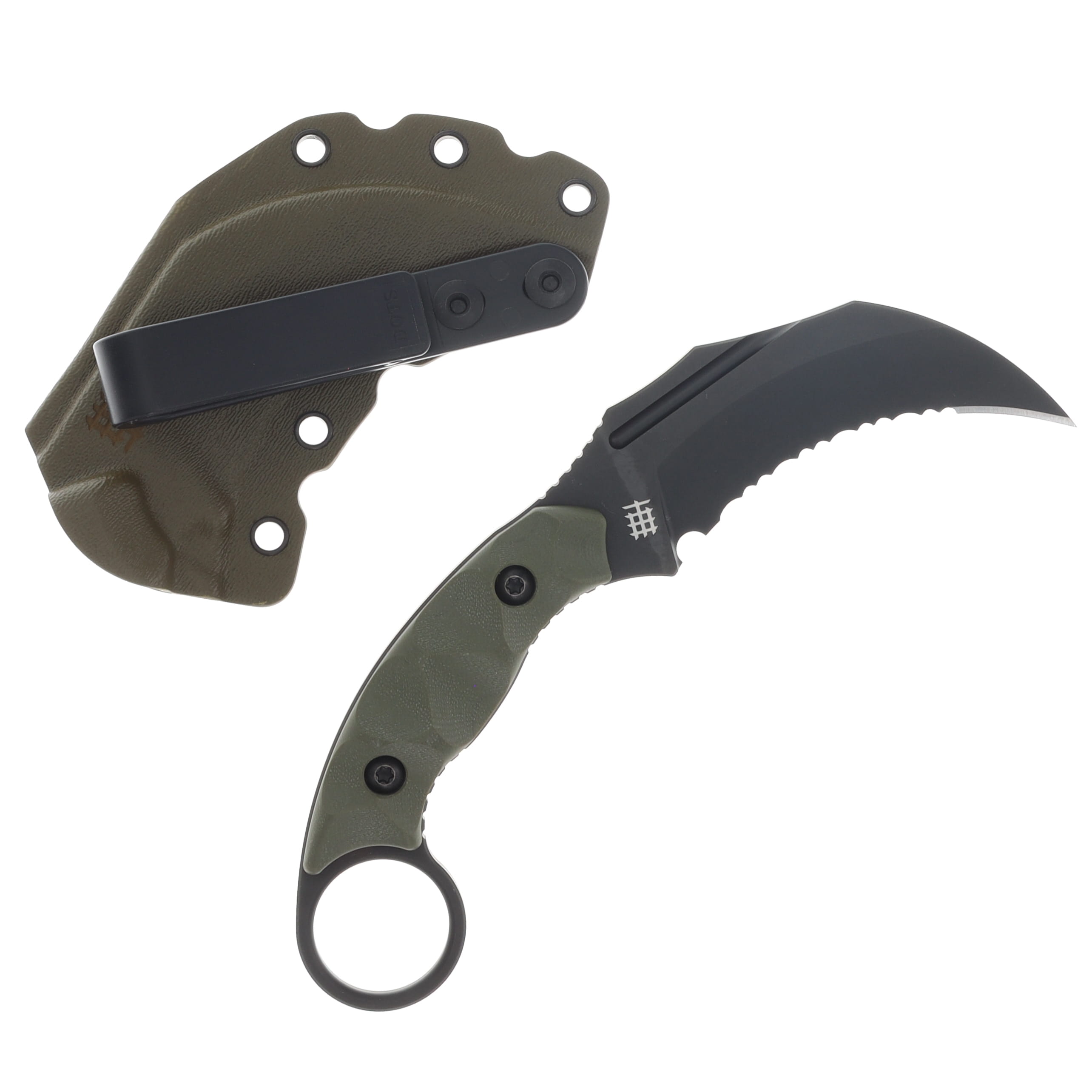 Halfbreed Blades Close Quarters Combat Talon Fixed Blade Partially Serrated Ranger Green CQB02PSODK340 View 2
