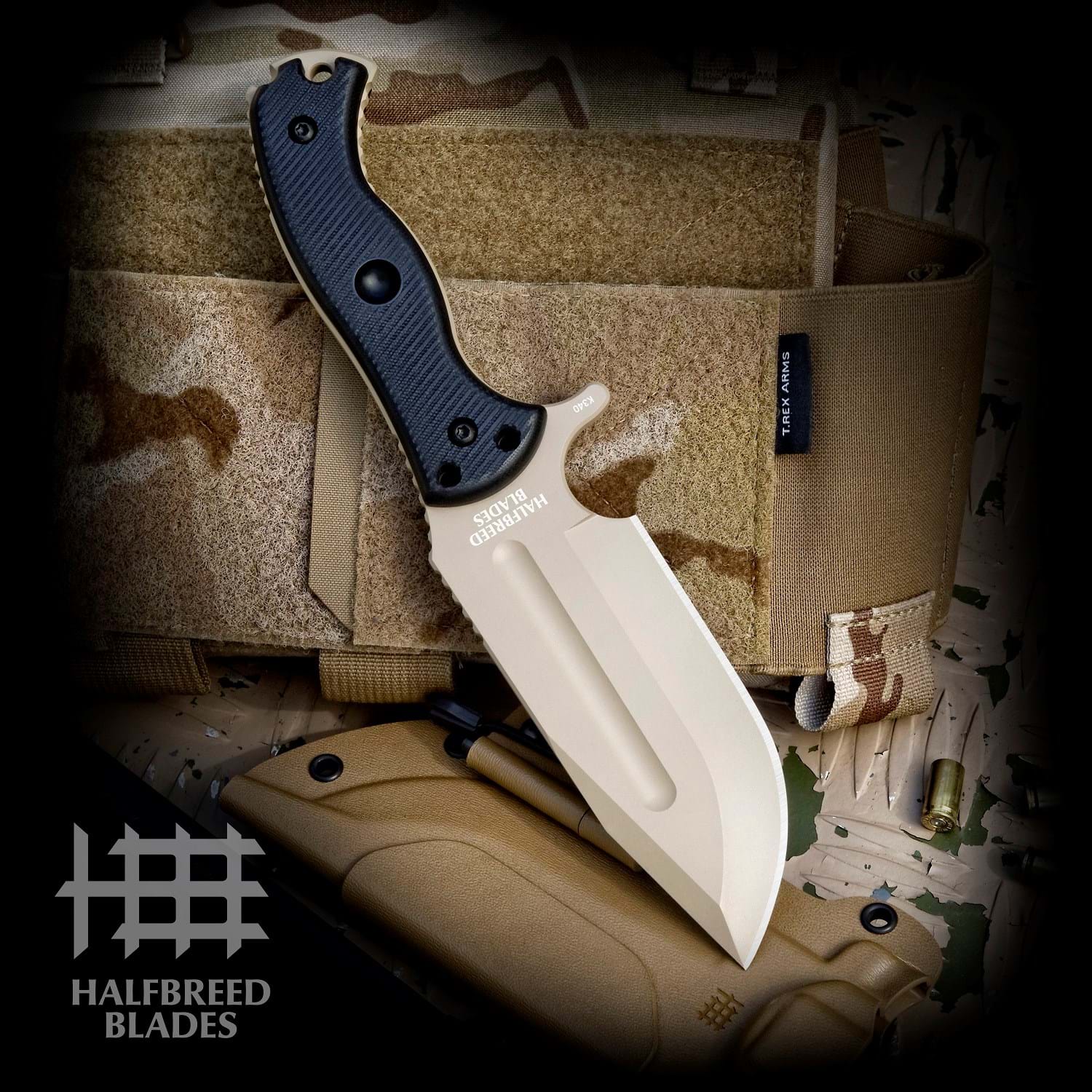 Halfbreed Large Bush Knife Gen 2 5.7in Plain Dark Earth Modified Drop Point LBK01DEG2K340 View 5
