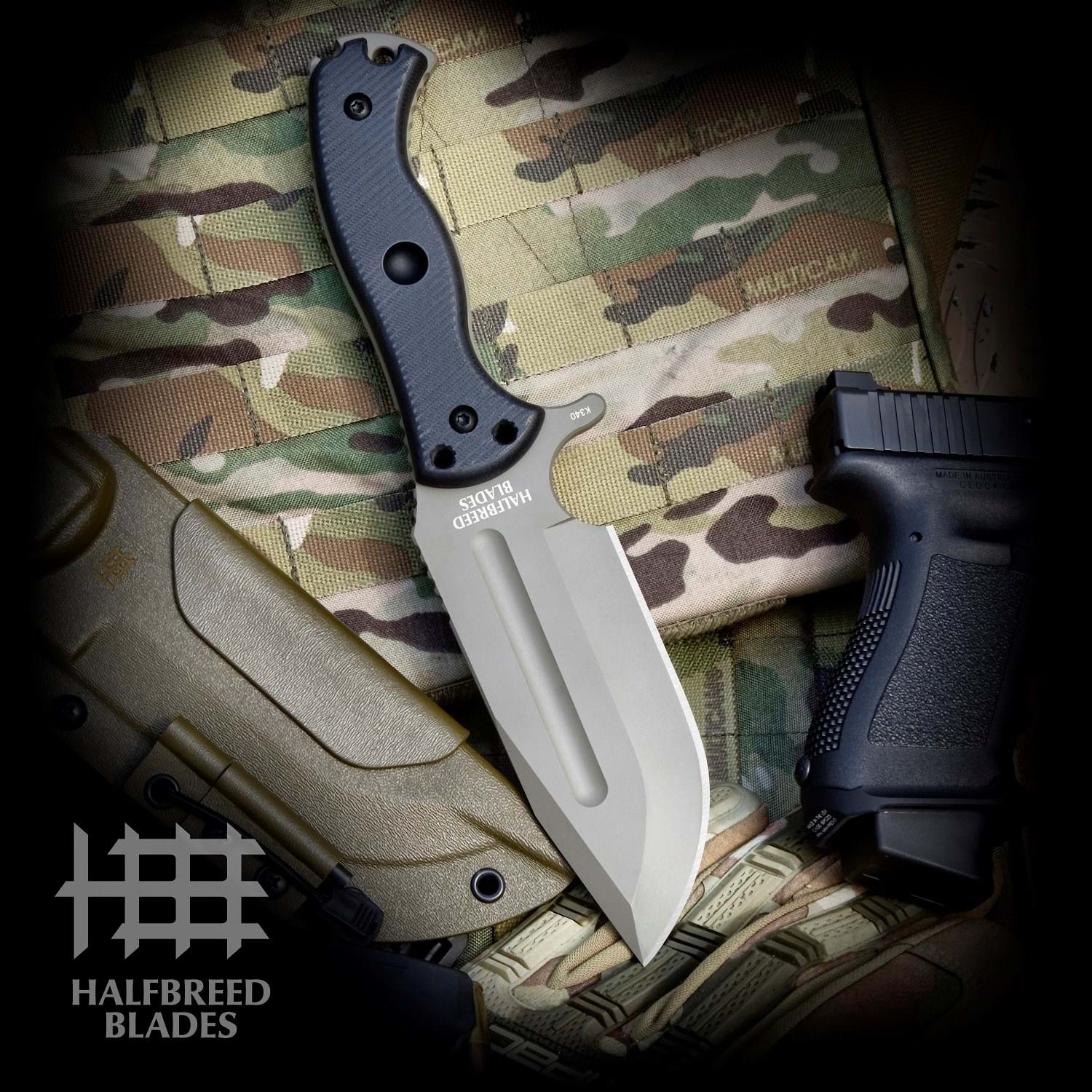 Halfbreed Large Bush Knife Gen 2 5.7in Plain Ranger Green Modified Drop Point LBK01ODG2K340 View 1