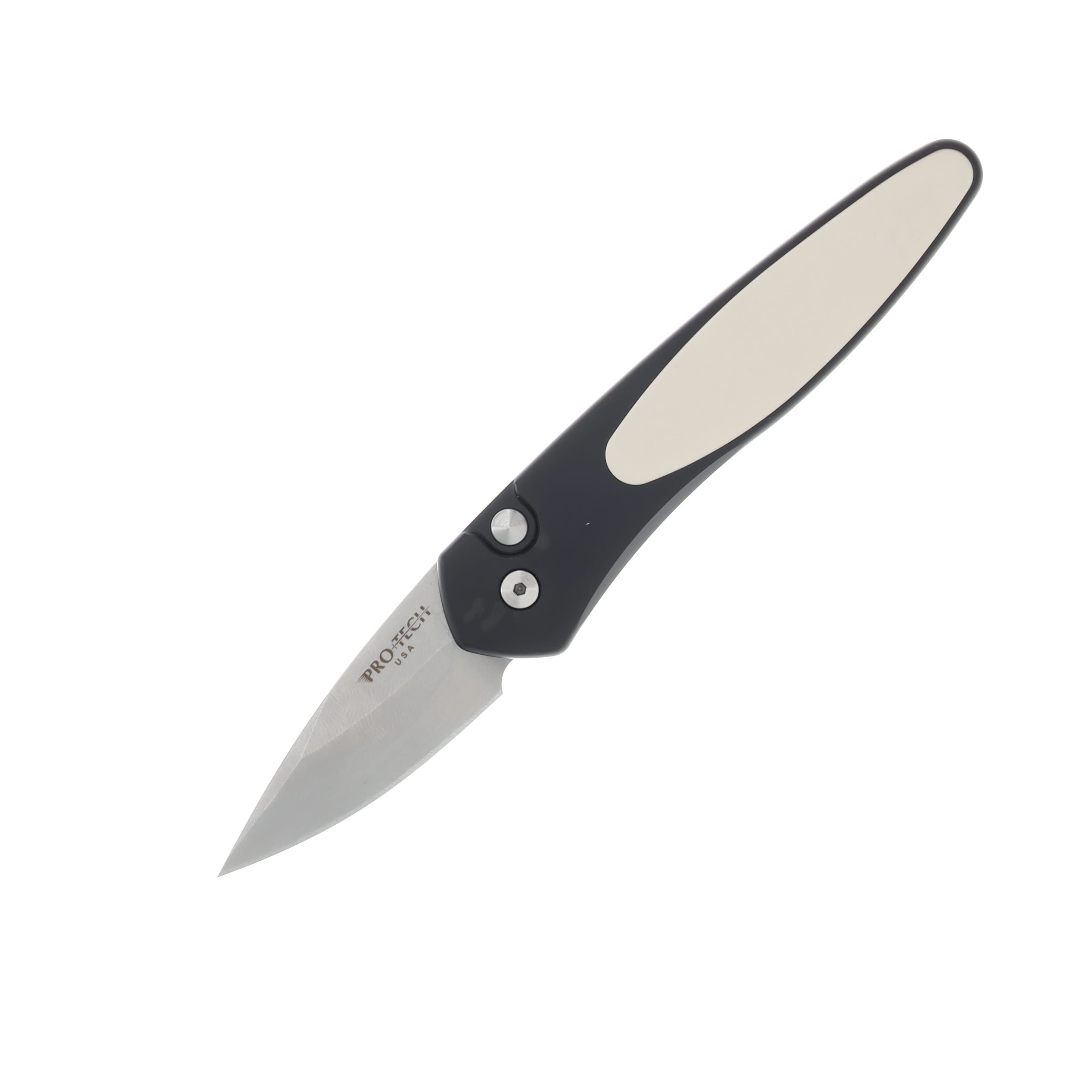 Pro Tech Knives Half-Breed Auto Tuxedo 2.0in Stonewash Spear Point Blade AUPT3651 View 1