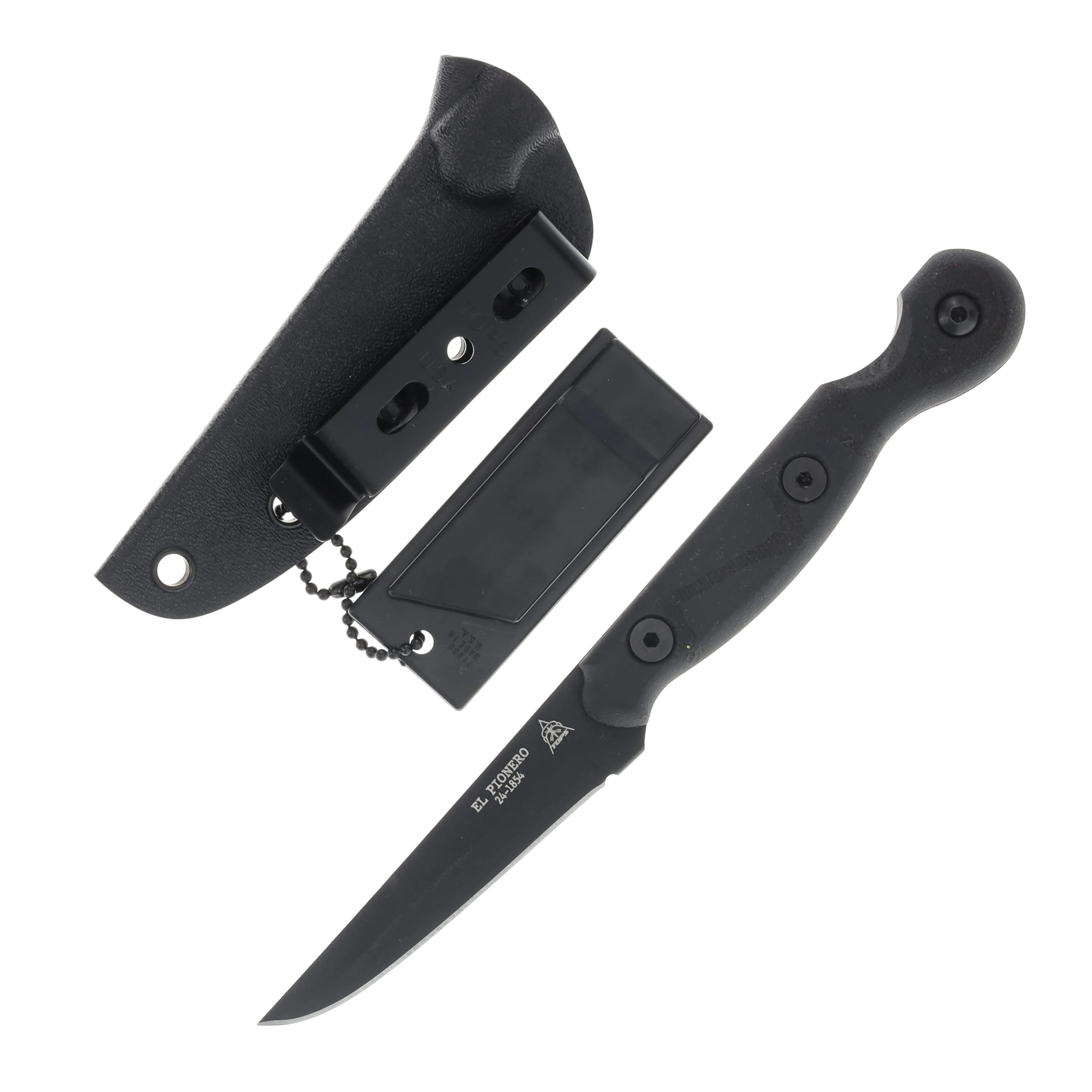 TOPS Knives El Pionero Blackout Edition Fixed Blade 3.38in Straight-back Blade TPELPO-02 View 1