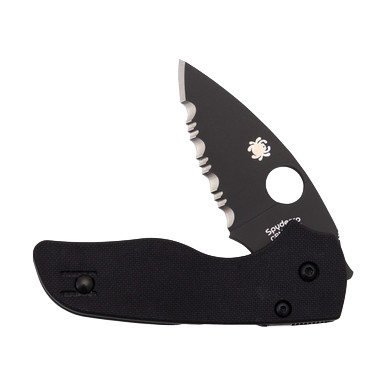 Spyderco Lil Native Folding Knife 2.42in Serrated Black DLC Leaf SPC230GSBBK View 4